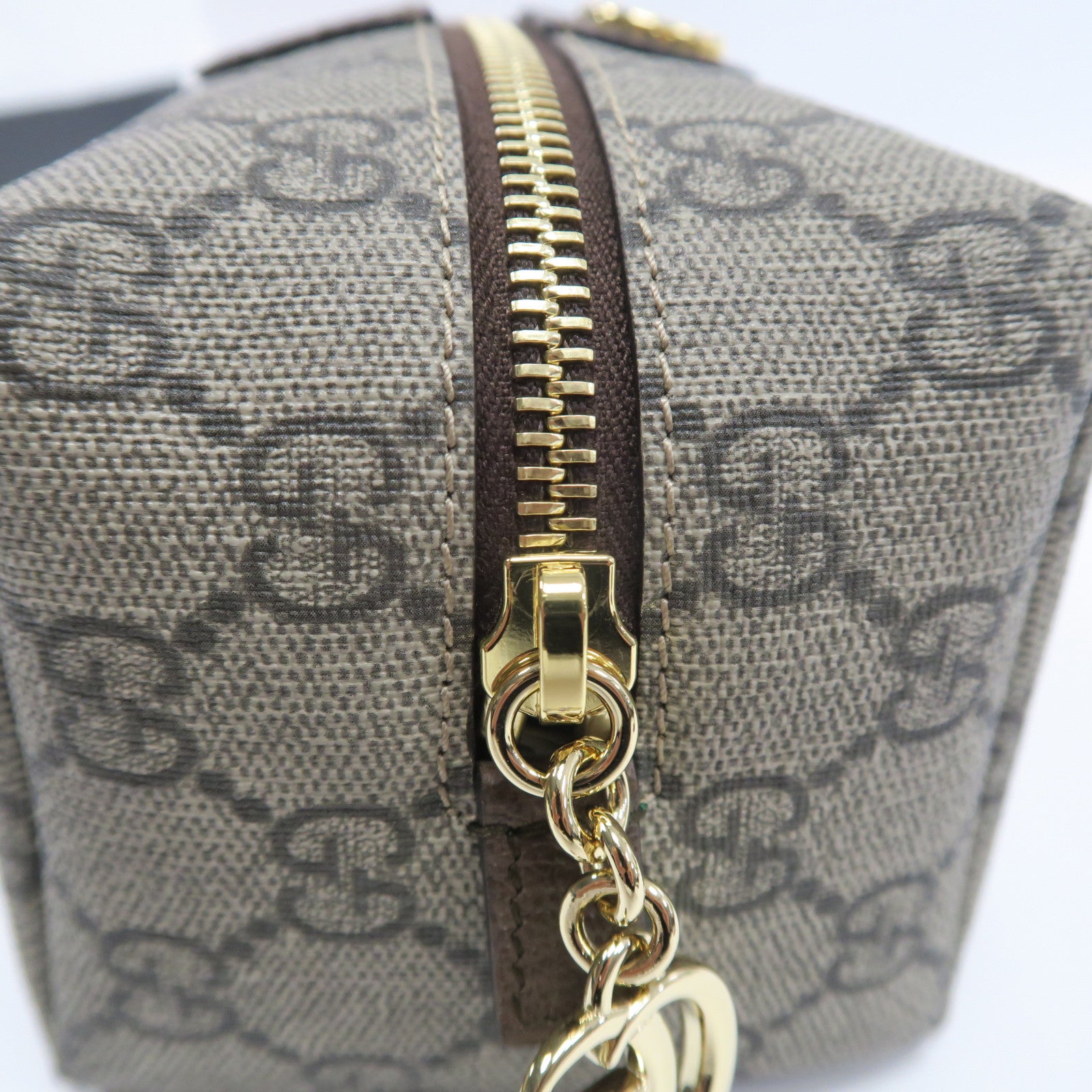 GUCCI 塗層帆布Ophidia Cosmefic Case金扣手拿包啡色