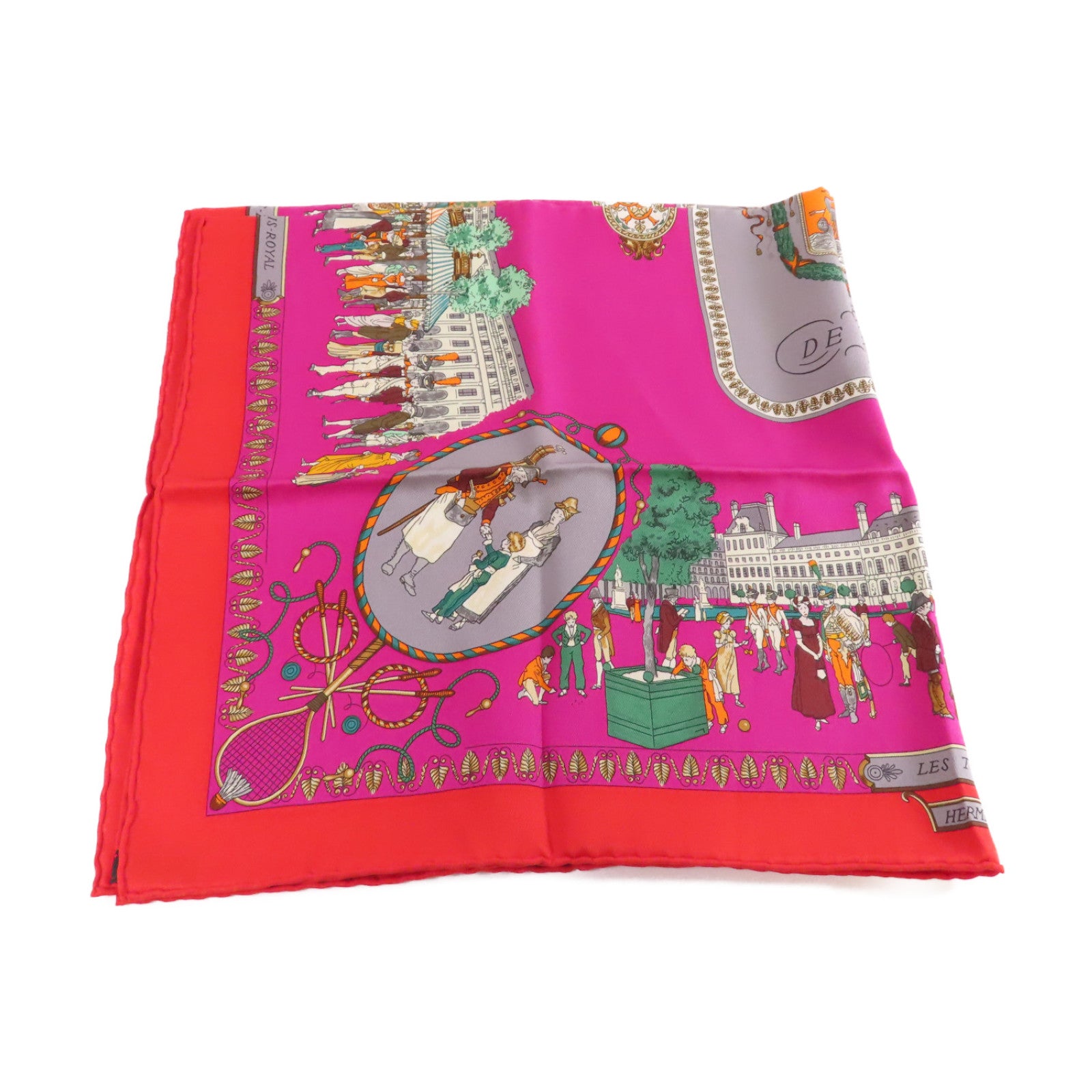 HERMES 絲質65x65 Scarf絲巾紅色/紫色/彩色