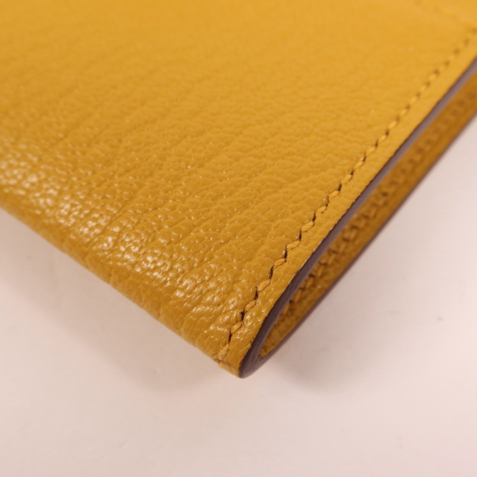 HERMES Chevre皮革Cinhetic To Go銀扣肩背袋Jaune Ambre