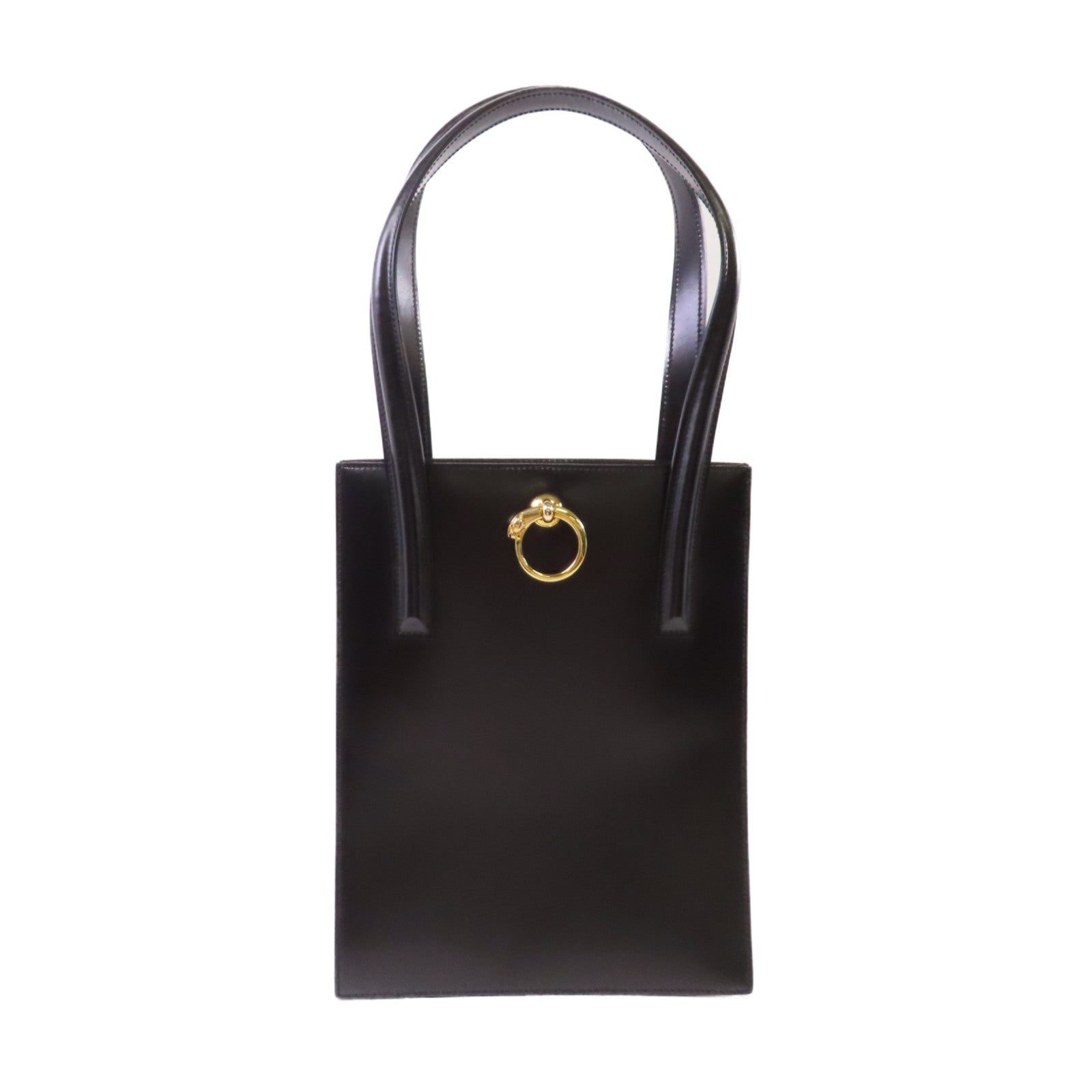 CARTIER 【激減優惠】牛皮皮革Tote Bag金扣肩背袋黑色