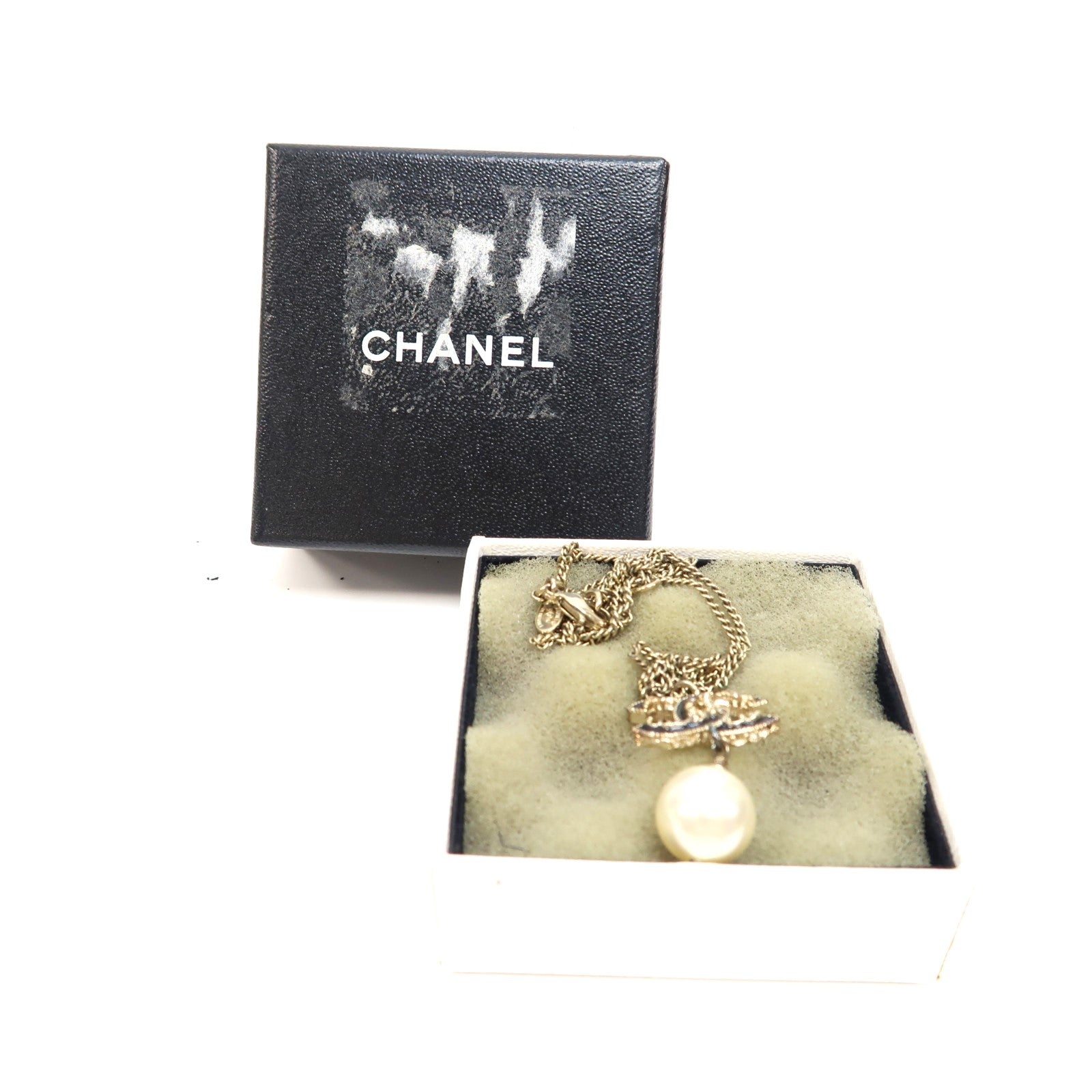 CHANEL 金屬Necklace項鍊黑色/白色