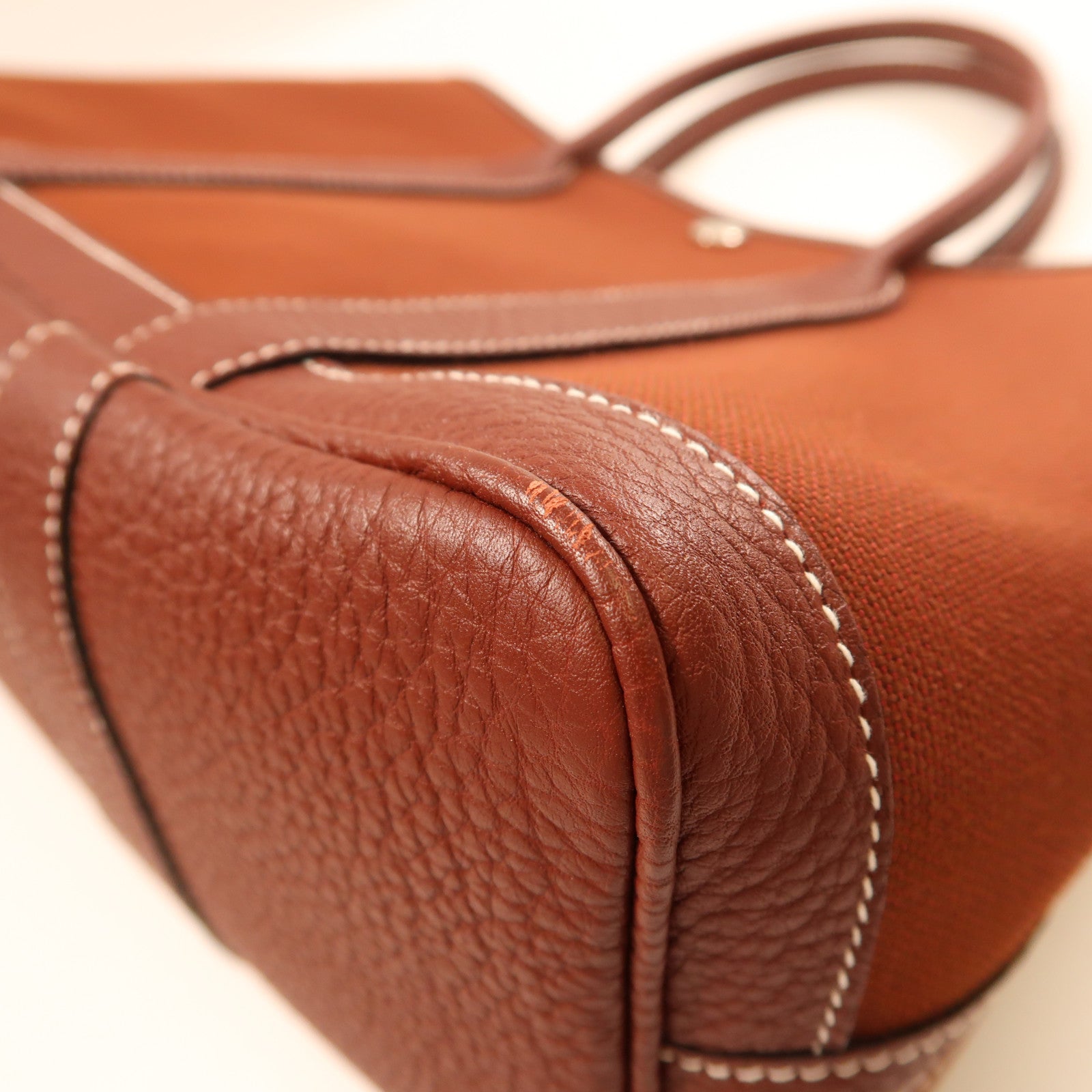 HERMES 帆布Garden Party TPM銀扣手挽袋Rouge Ash/紅色