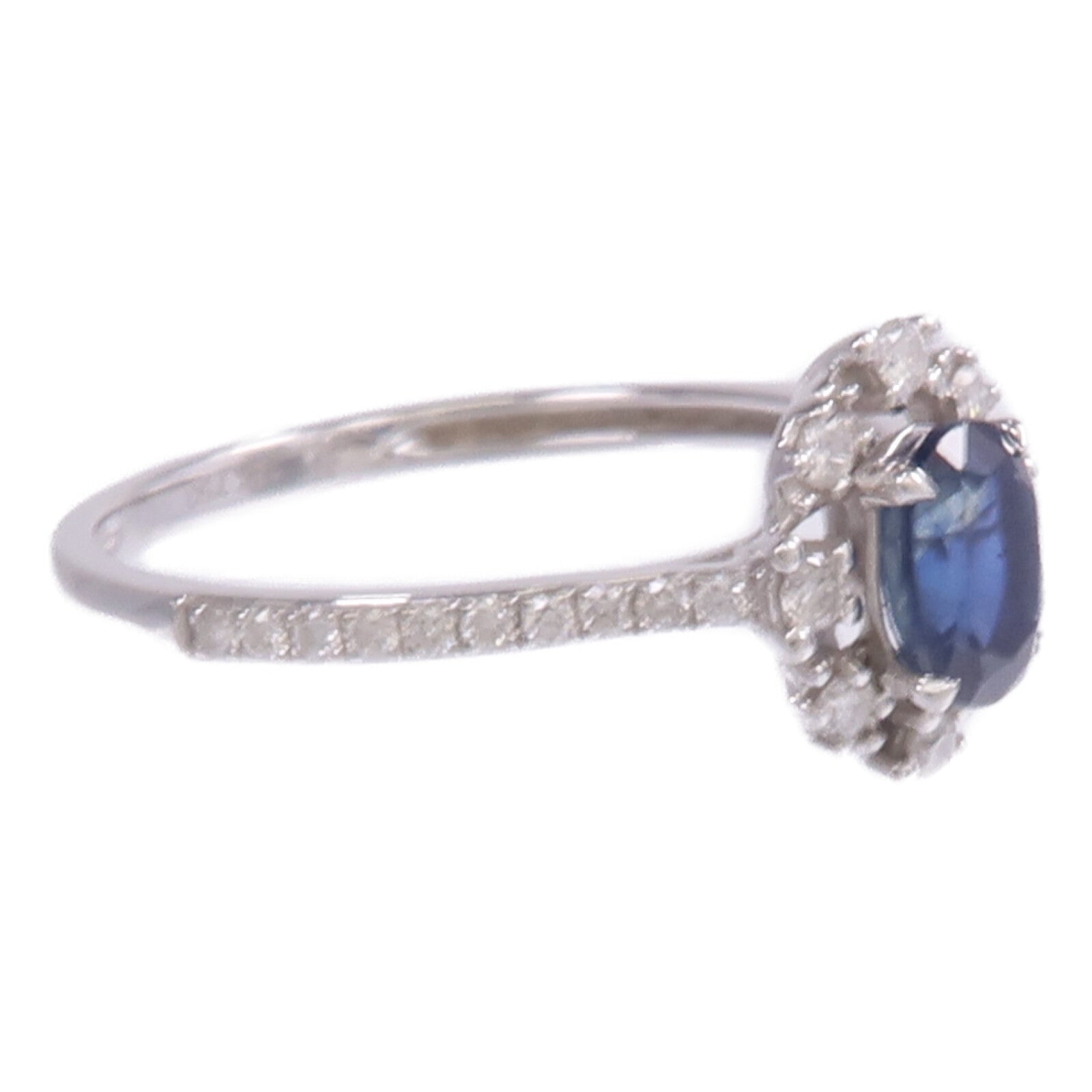 JEWELRY 18K白金Sapphire Diamond Ring藍寶石/鑽石戒指US#6.75