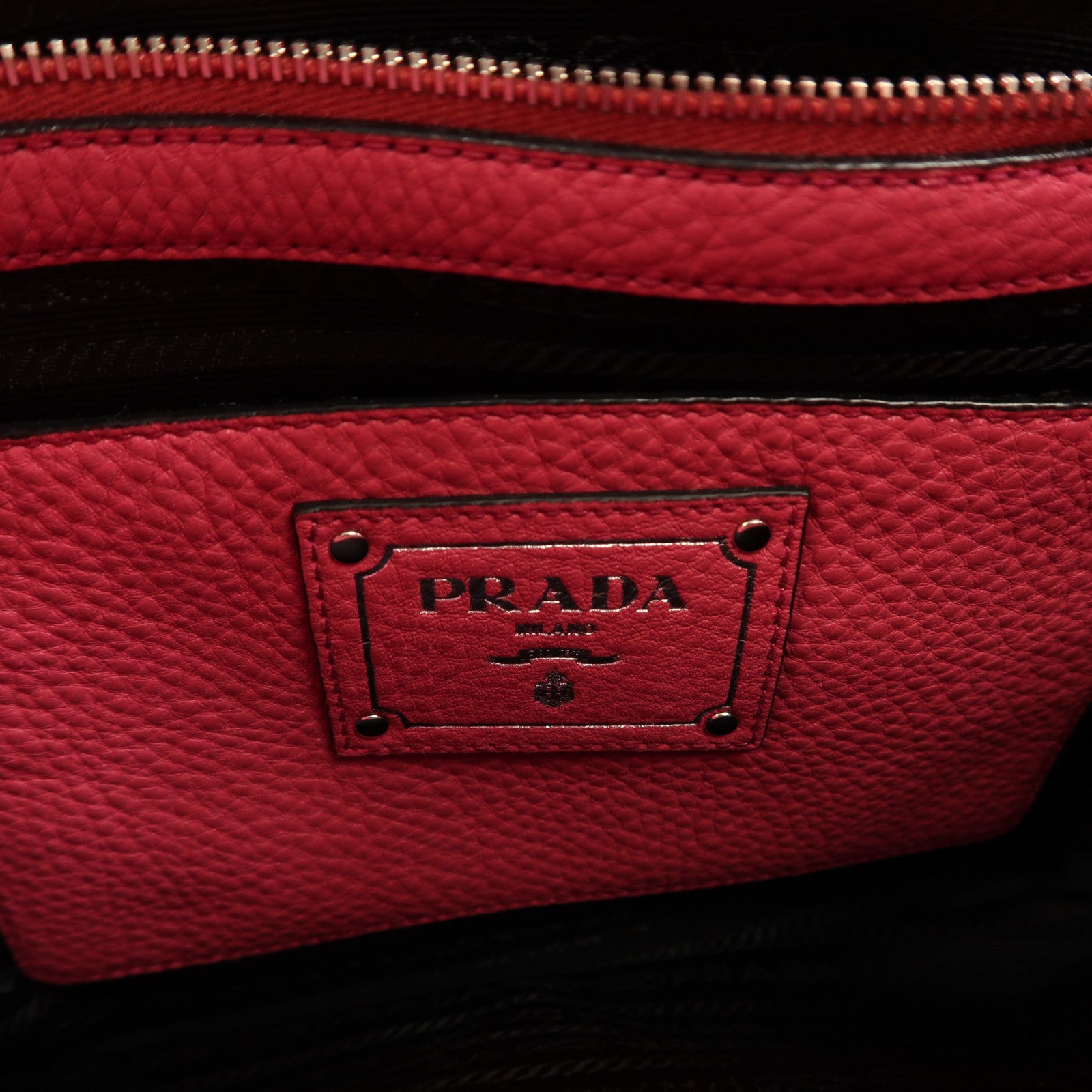 PRADA 牛皮皮革Shoulder Bag銀扣手挽肩背兩用袋