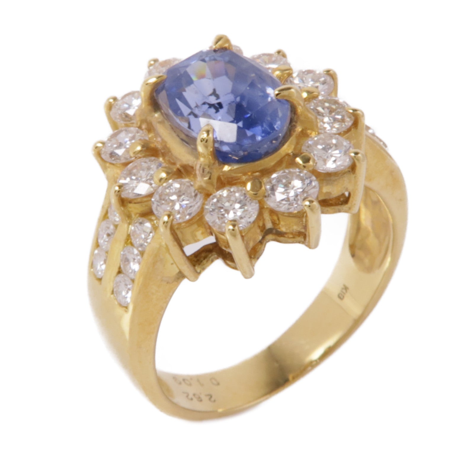 JEWELRY 【激減優惠】18K黃金Sapphire/Diamond Ring藍寶石/鑽石戒指US#5.5