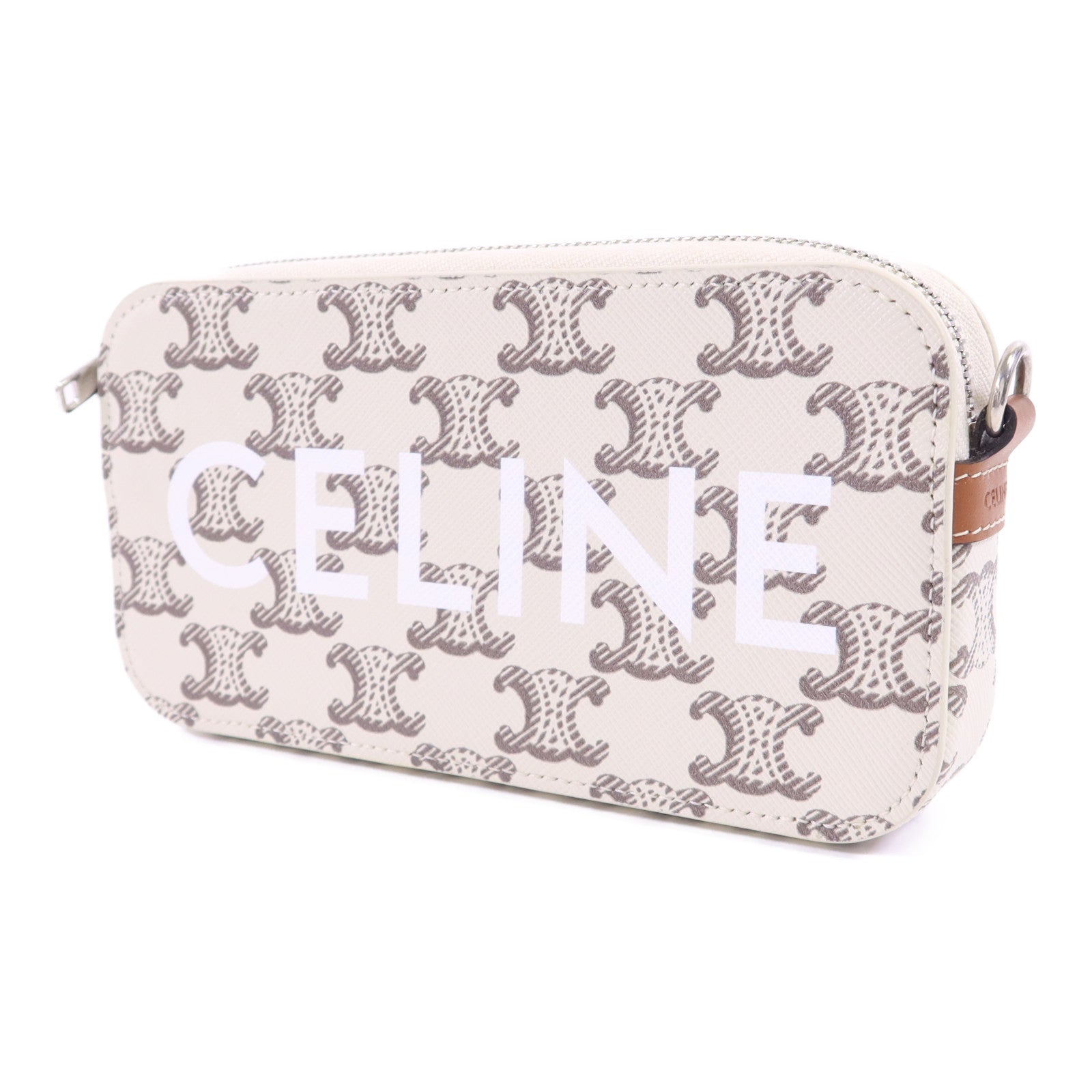 CELINE 【激減優惠】塗層帆布Phone Bag銀扣肩背袋