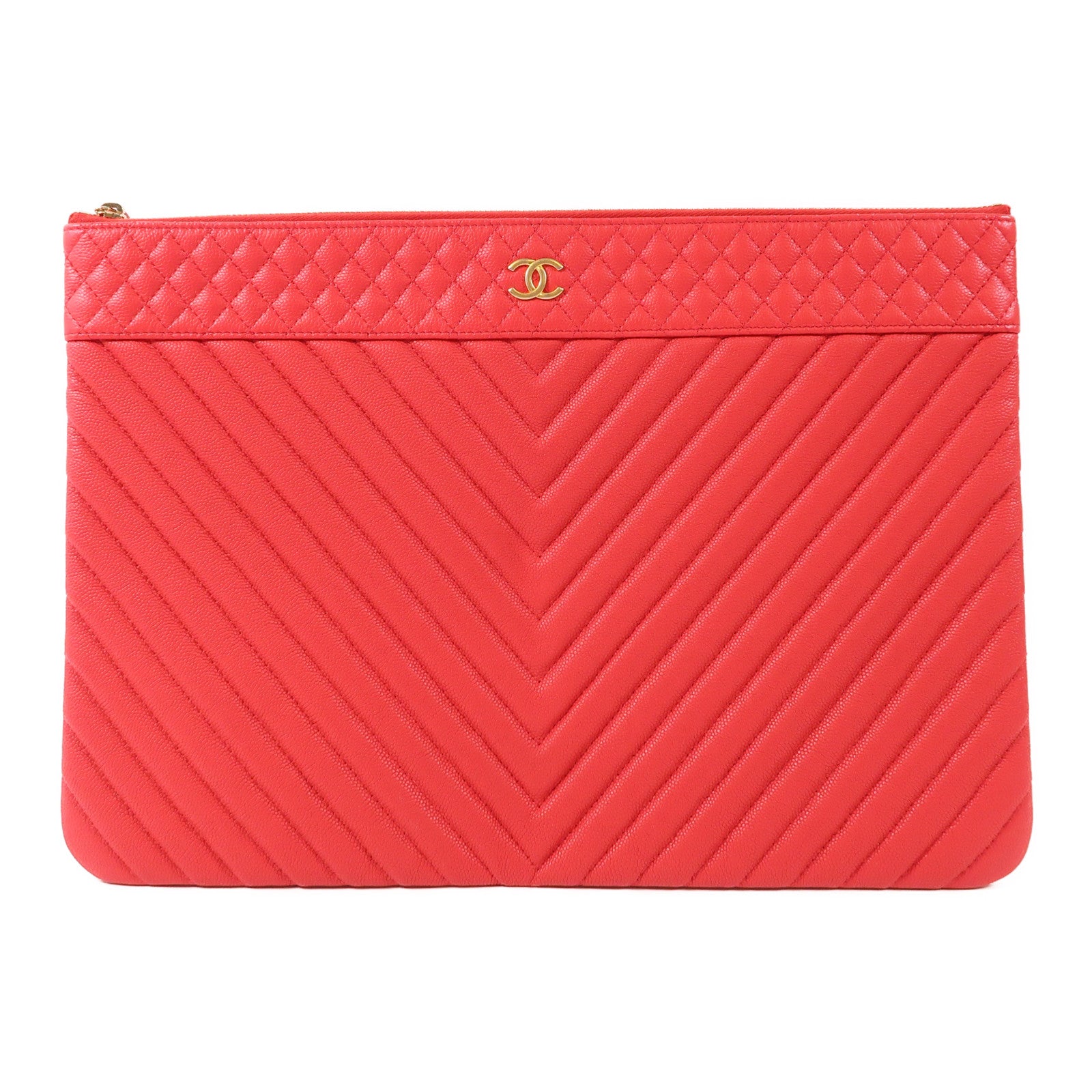 CHANEL 牛皮皮革Clutch Bag金扣手拿包