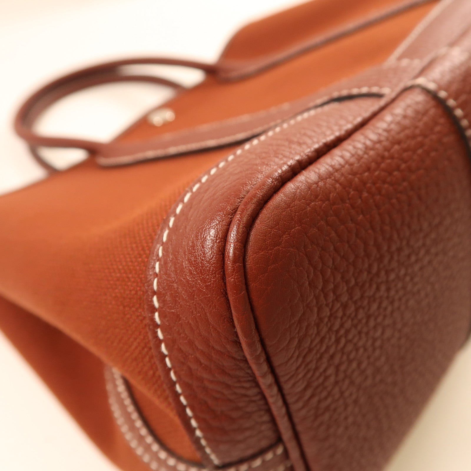HERMES 帆布Garden Party TPM銀扣手挽袋Rouge Ash/紅色