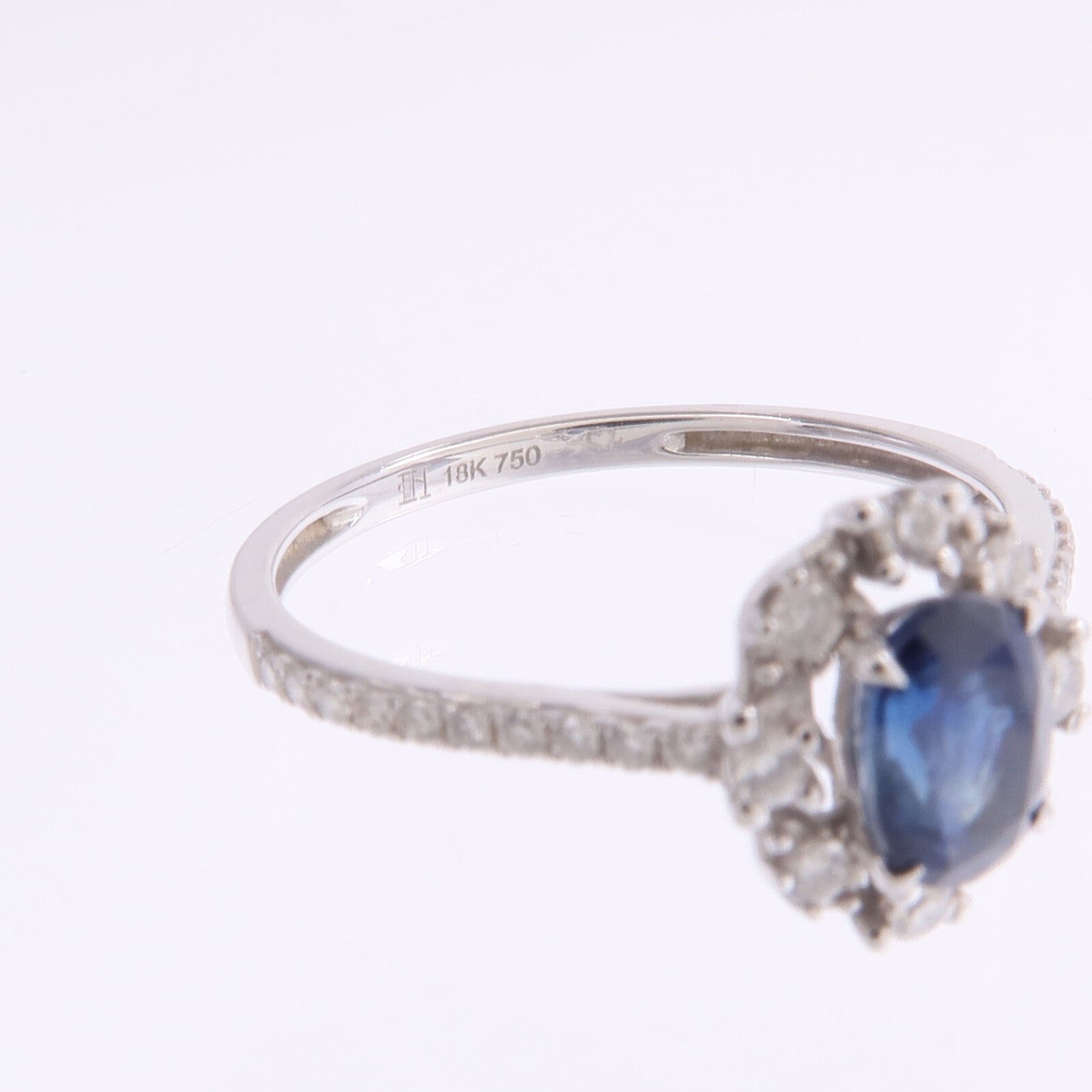 JEWELRY 18K白金Sapphire Diamond Ring藍寶石/鑽石戒指US#6.75