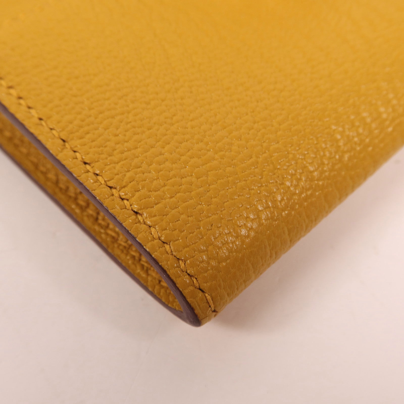 HERMES Chevre皮革Cinhetic To Go銀扣肩背袋Jaune Ambre