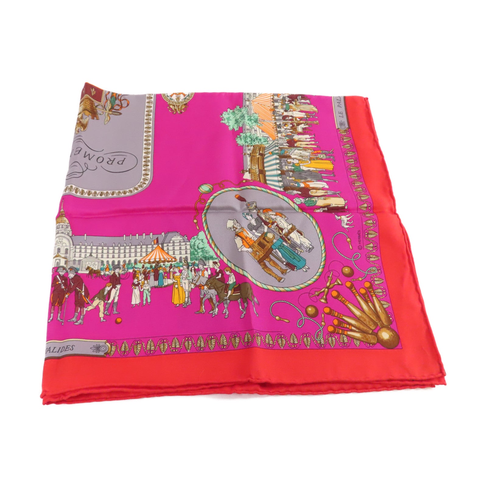 HERMES 絲質65x65 Scarf絲巾紅色/紫色/彩色