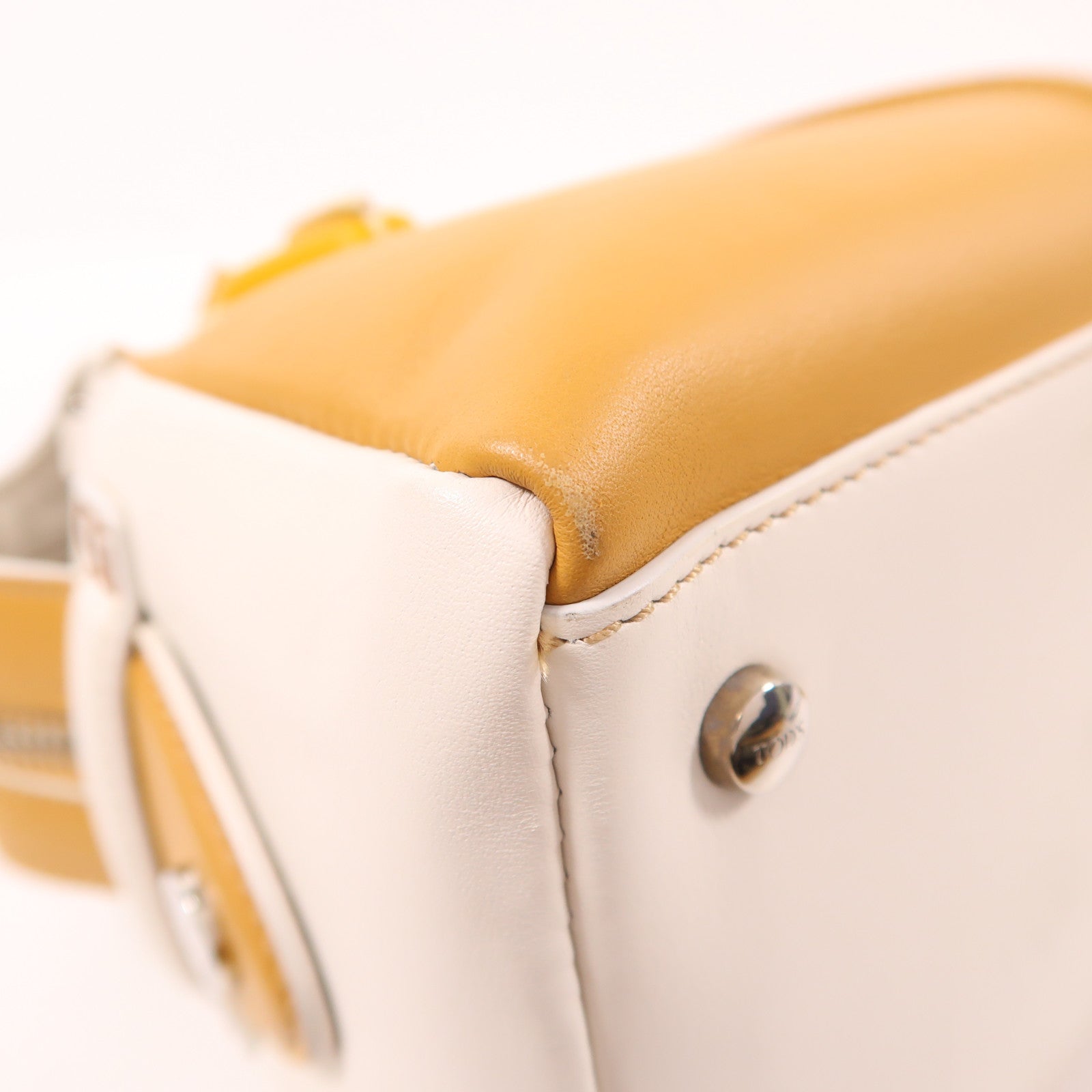 TOD'S (PRICE DOWN) SHW 2 Way Bag Calfskin Leather Yelllow/White