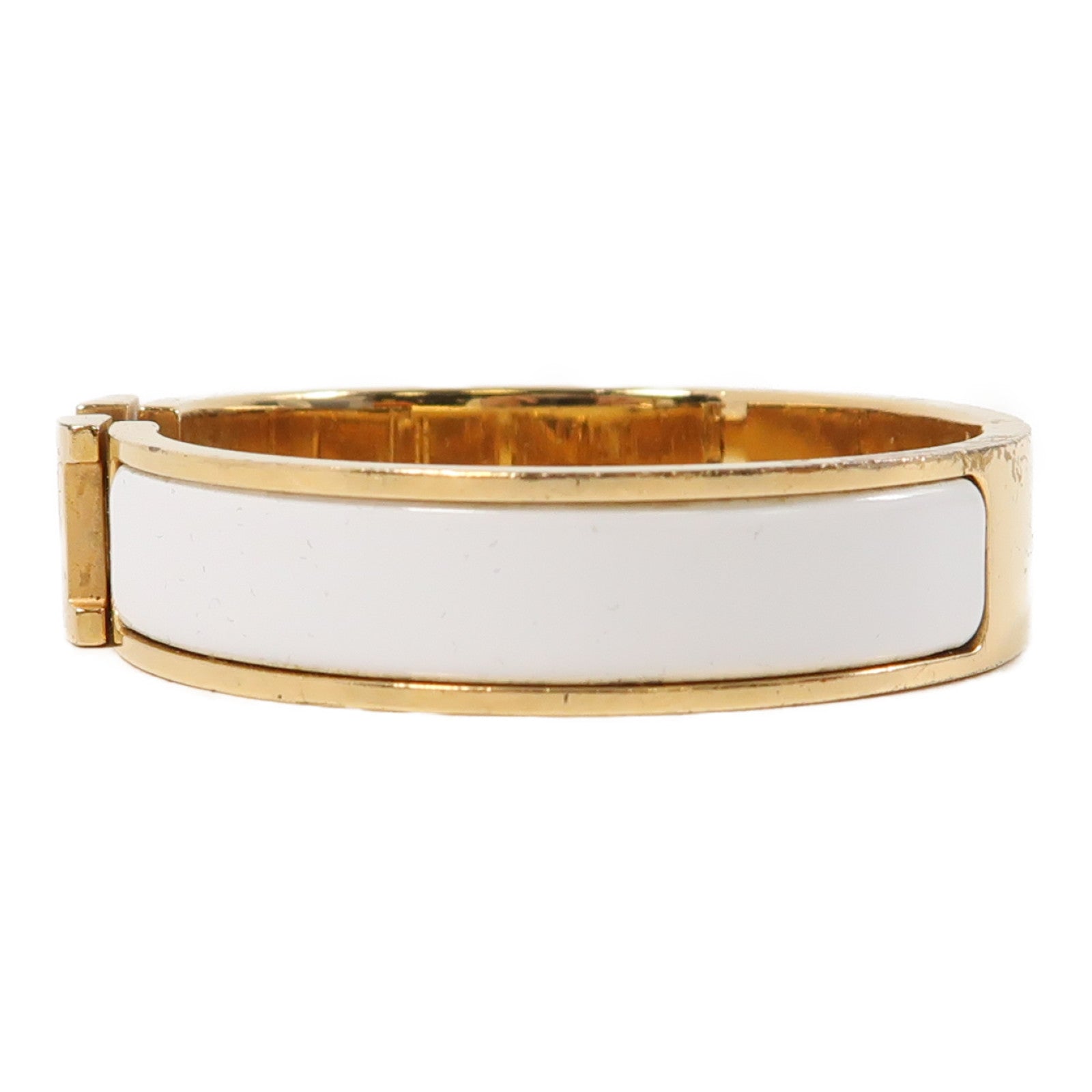 HERMES 金屬H Bangle手鐲金色/白色