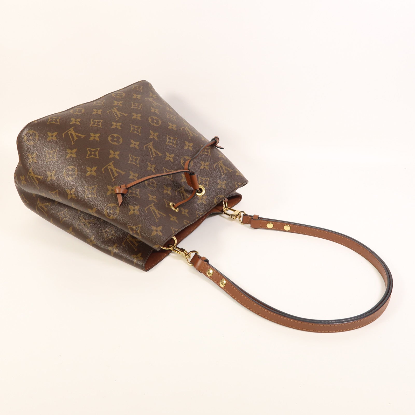 LOUIS VUITTON Monogram NeoNoe MM金扣肩背袋棕色