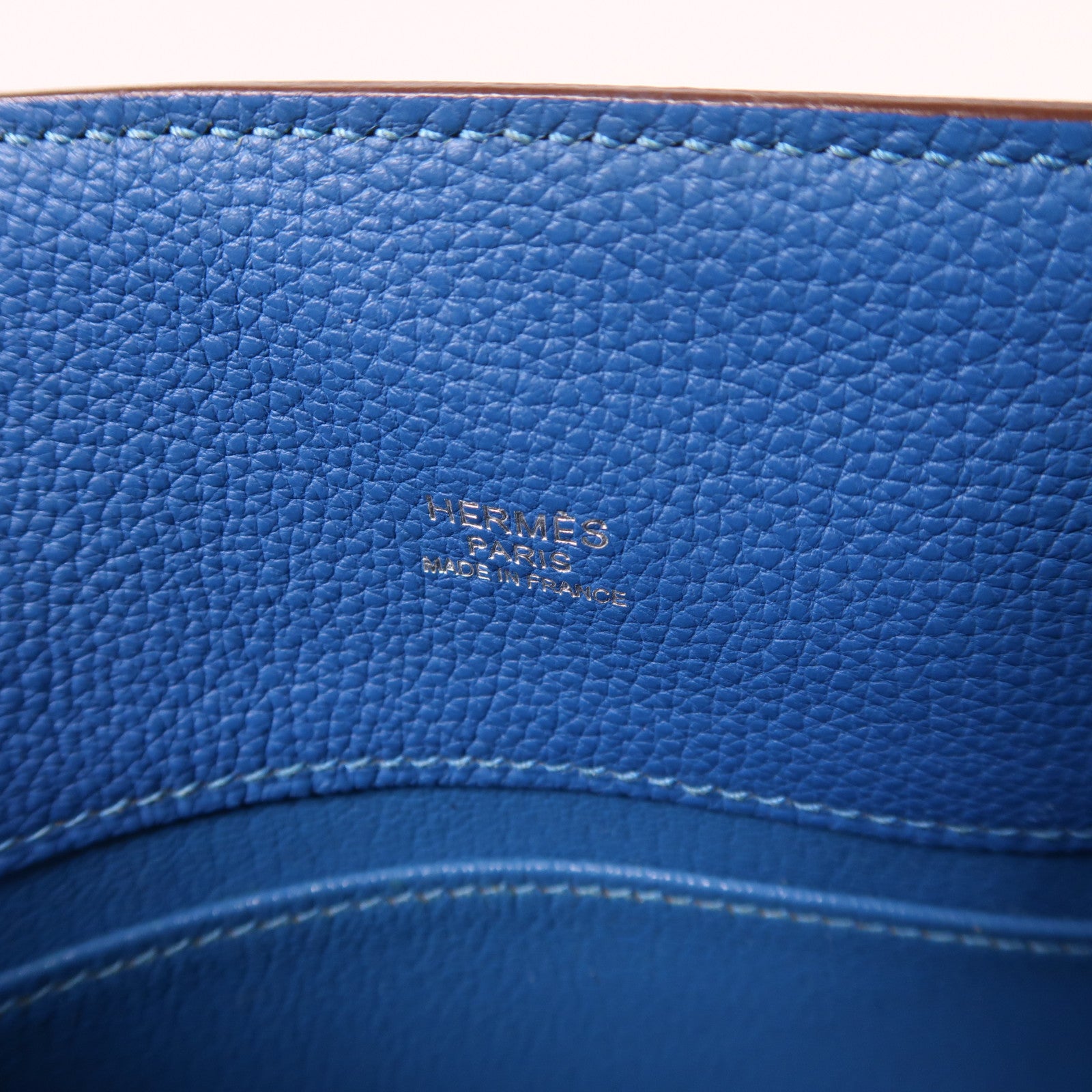 HERMES Togo皮革So Kelly 22銀扣肩背袋希臘藍色