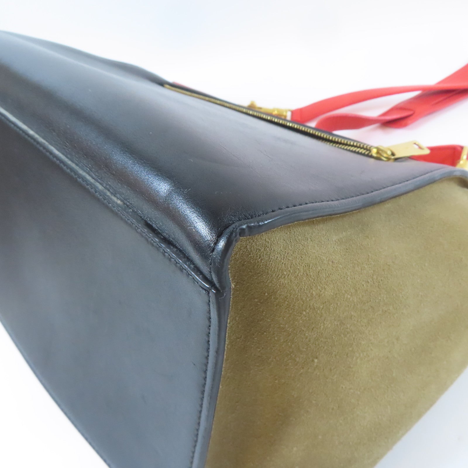 CELINE 【激減優惠】牛皮皮革Trapeze金扣手挽肩背兩用袋紅色/黑色/綠色