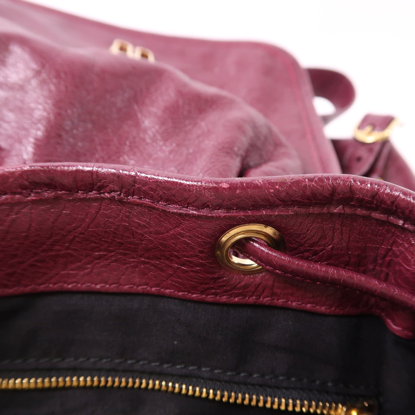 BALENCIAGA GHW BackPack Rucksack Calfskin Leather 407547 Red