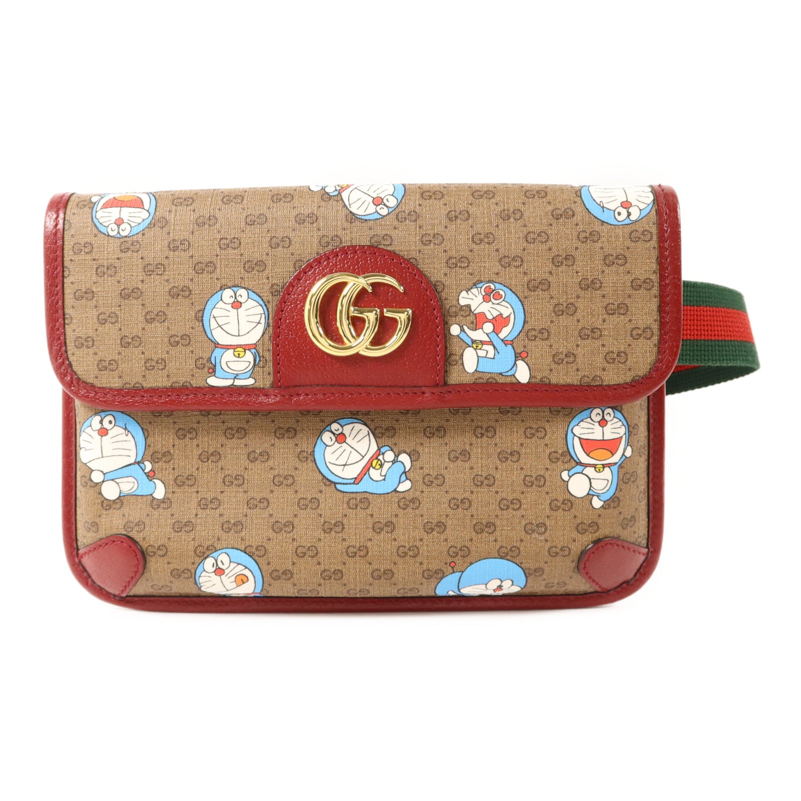 GUCCI 塗層帆布Doraemon X Gucci金扣腰包