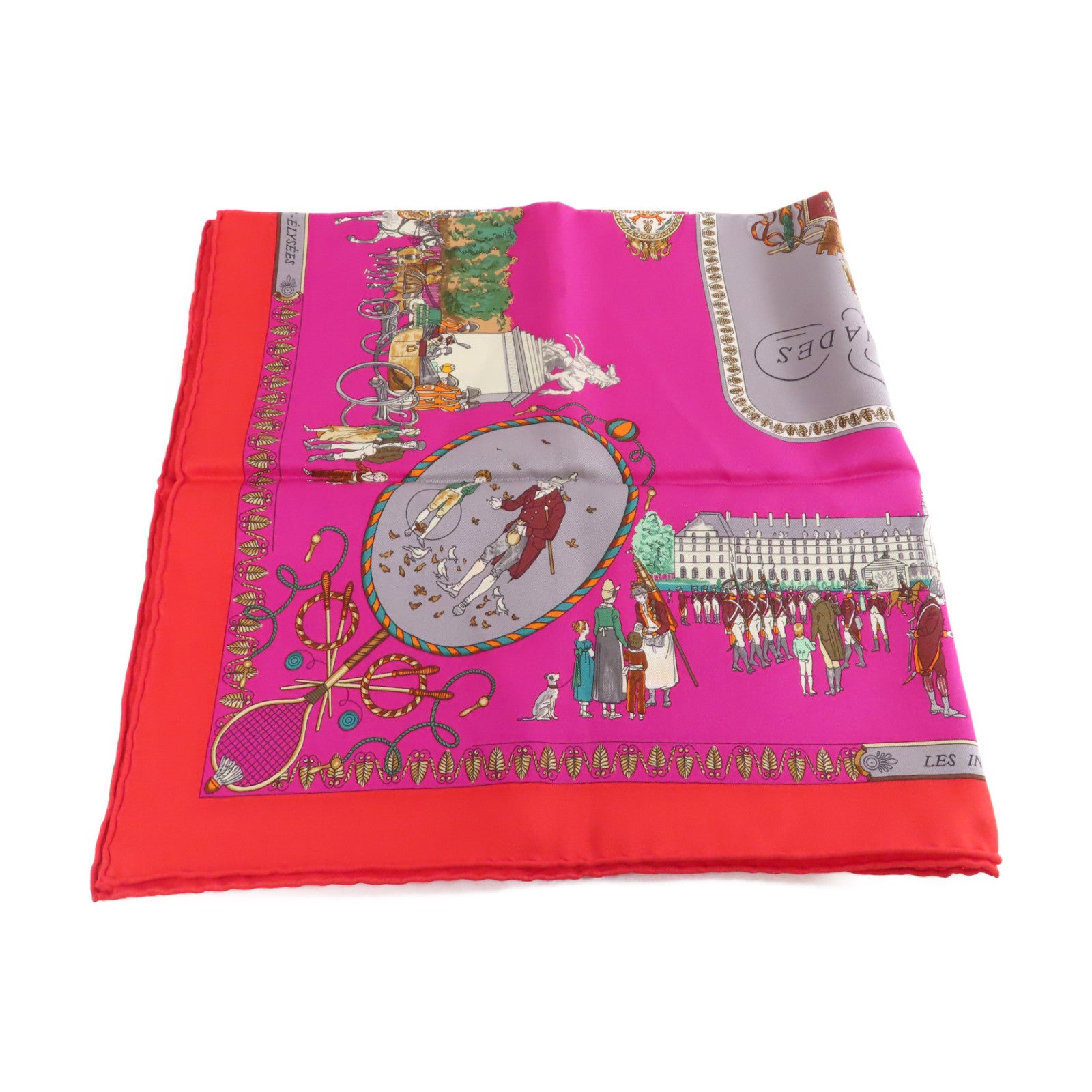 HERMES 絲質65x65 Scarf絲巾紅色/紫色/彩色