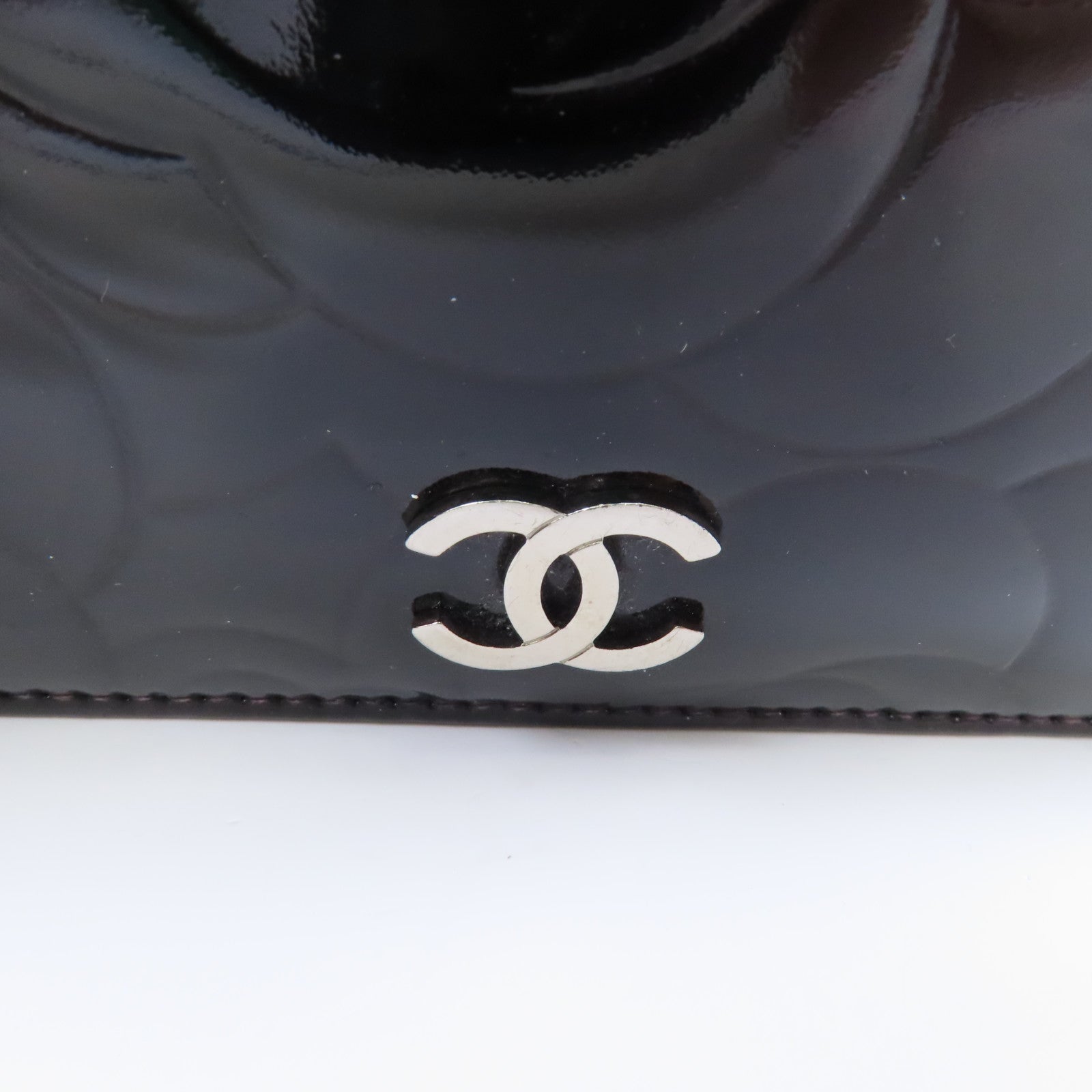 CHANEL 【激減優惠】漆皮皮革Long Wallet銀扣長錢包黑色