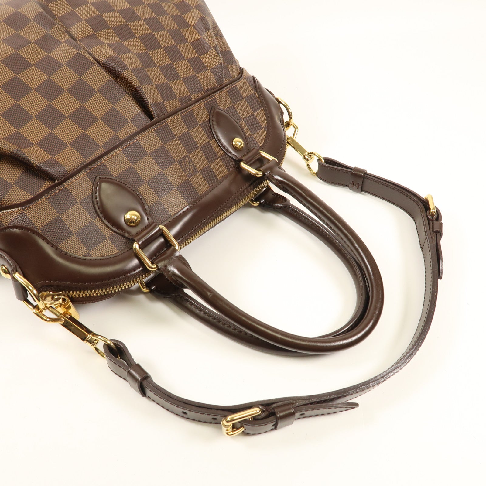 LOUIS VUITTON Damier Trevi金扣手挽肩背兩用袋