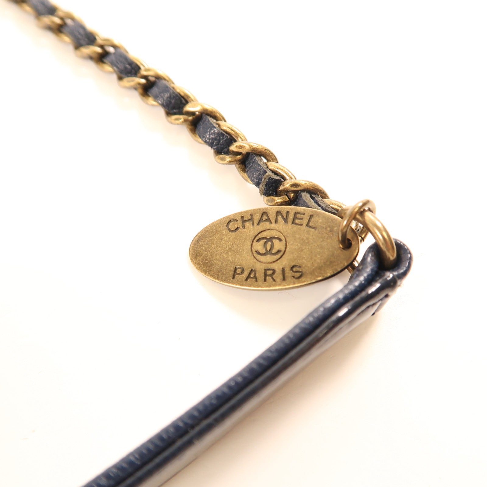 CHANEL 漆皮皮革Chain Shoulder金扣鏈帶肩背袋