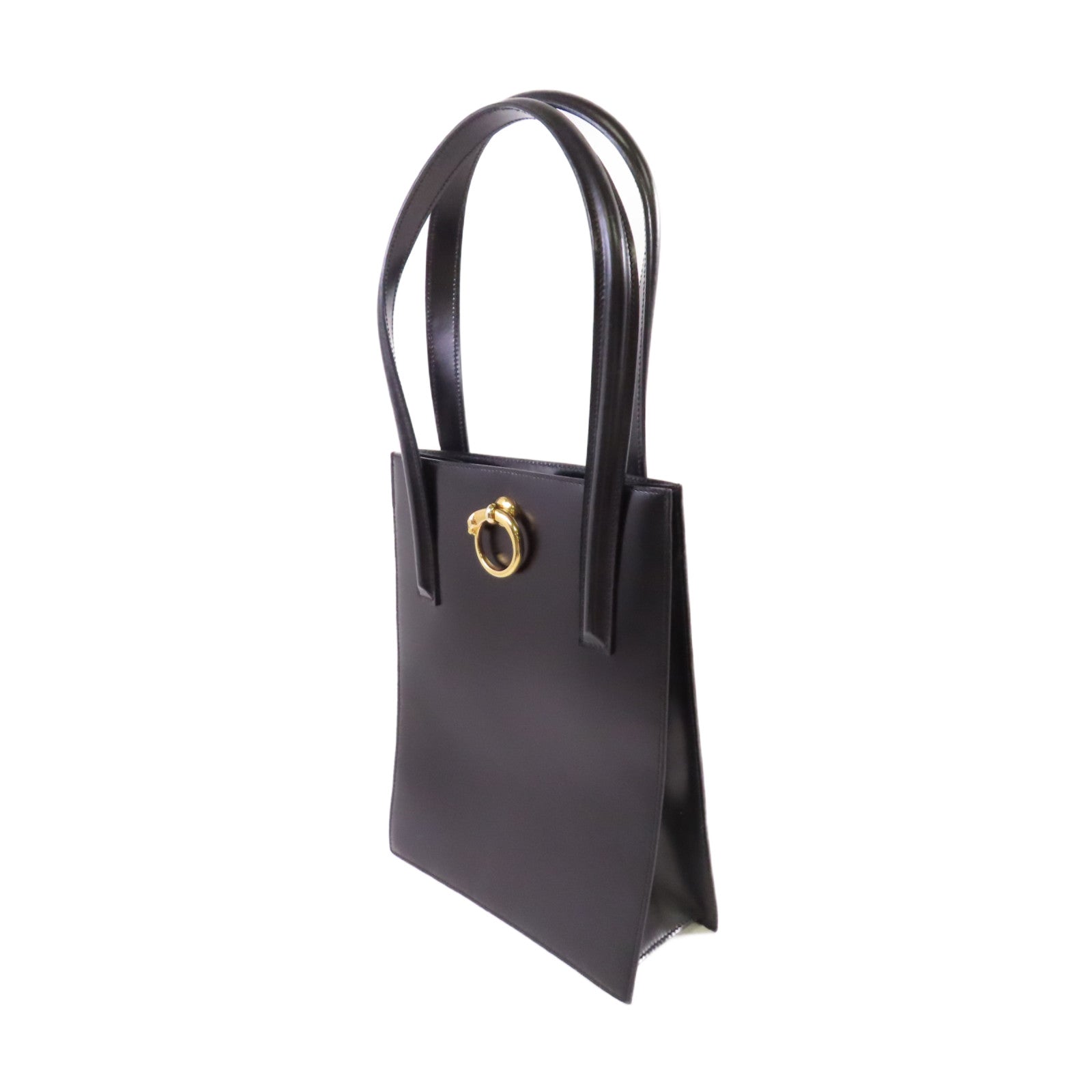 CARTIER 【激減優惠】牛皮皮革Tote Bag金扣肩背袋黑色
