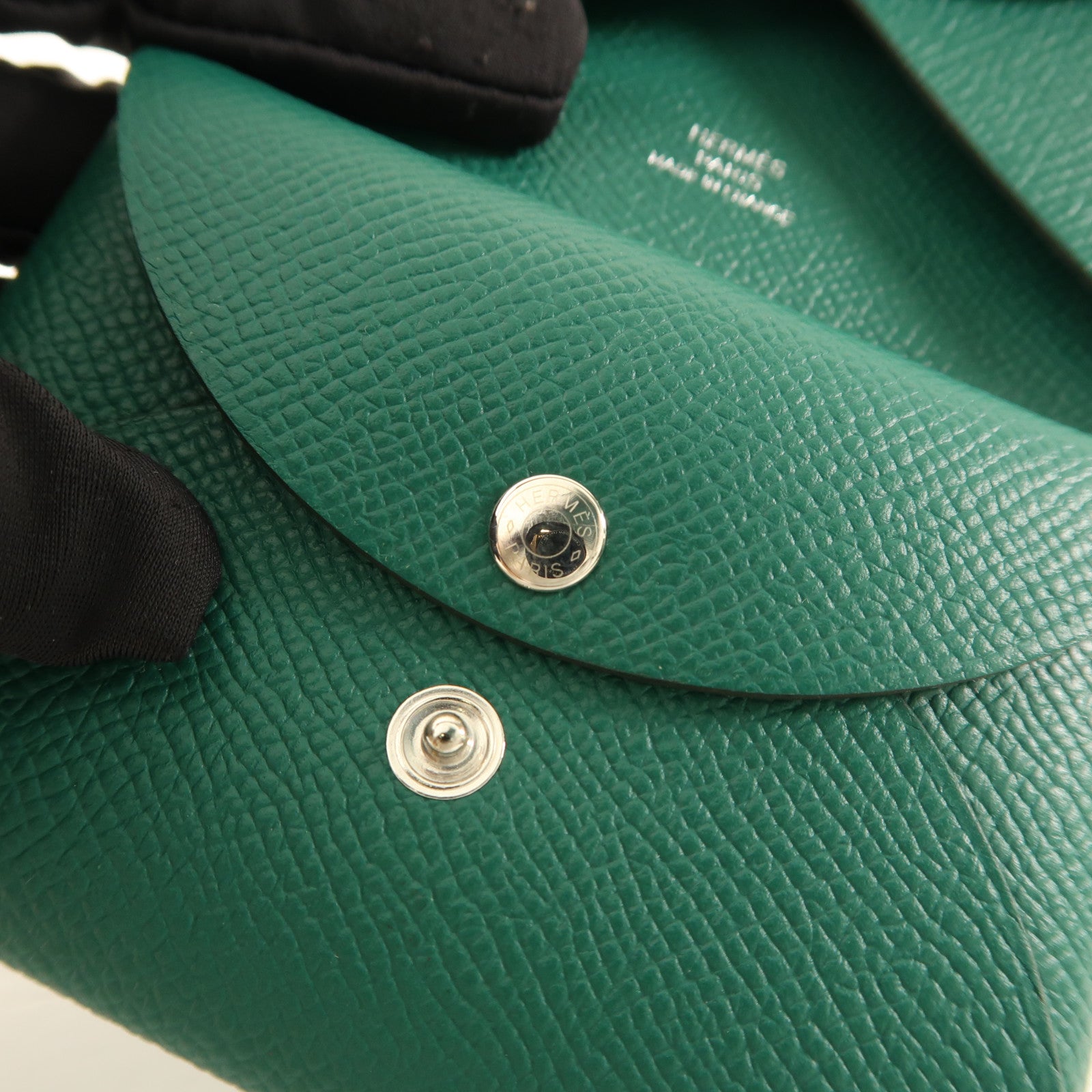 HERMES Epsom皮革Calvi Duo銀扣卡片套