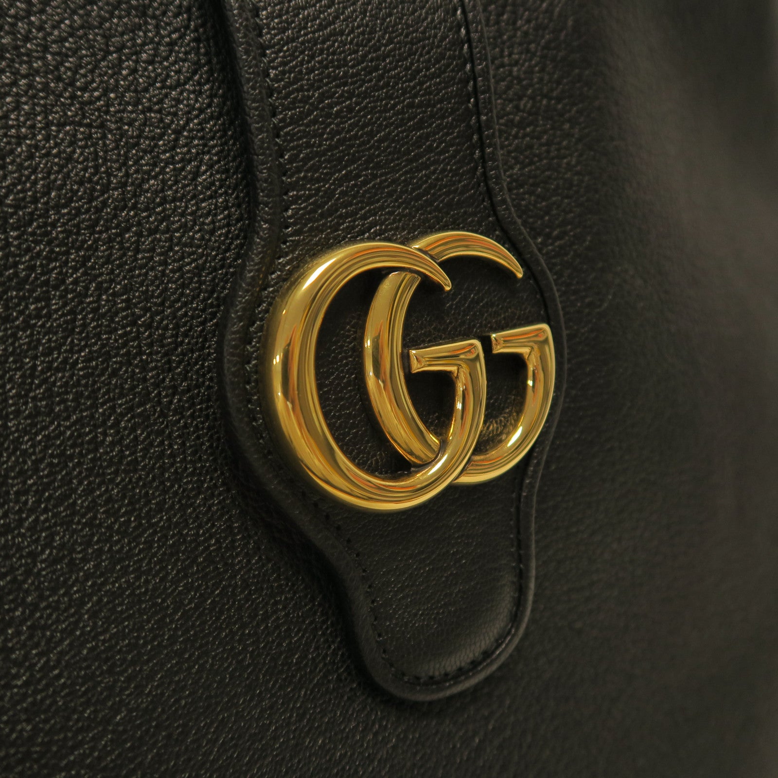 GUCCI 【激減優惠】牛皮皮革Shoulder Bag金扣手挽肩背兩用袋黑色