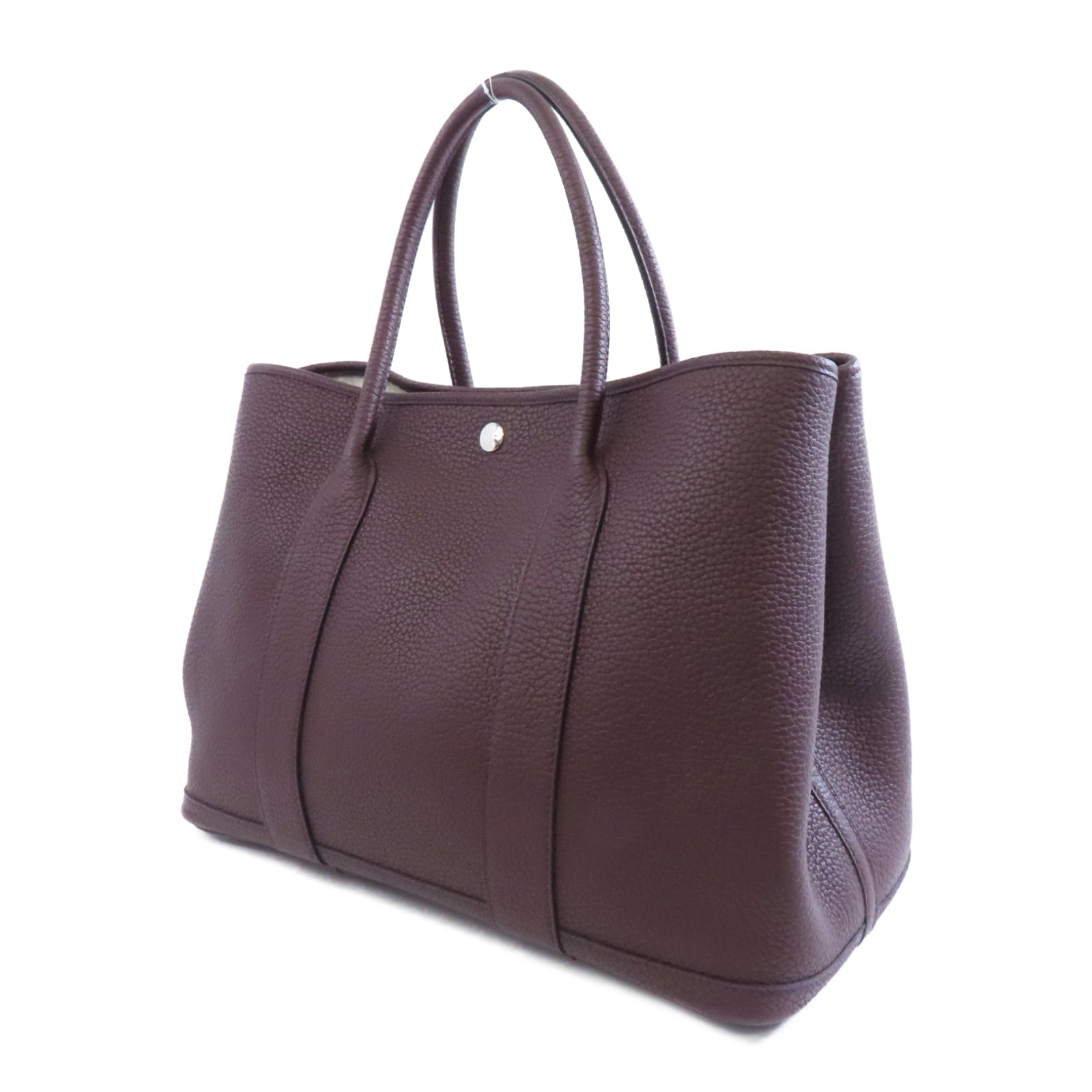 HERMES Negonda皮革GardenParty PM銀扣手挽袋Rouge Sellier/棕色
