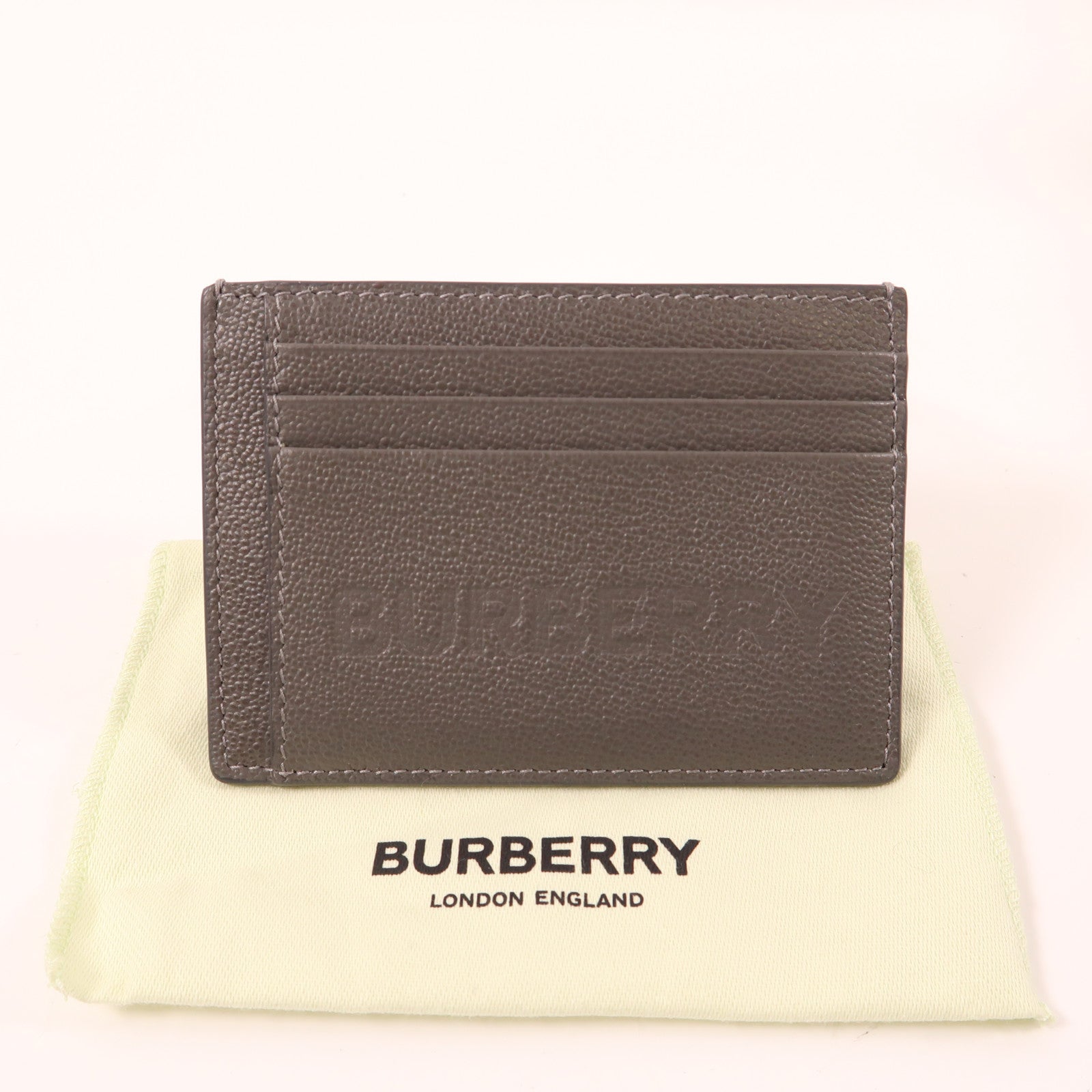 BURBERRY 牛皮皮革Card Case銀扣卡片套灰色