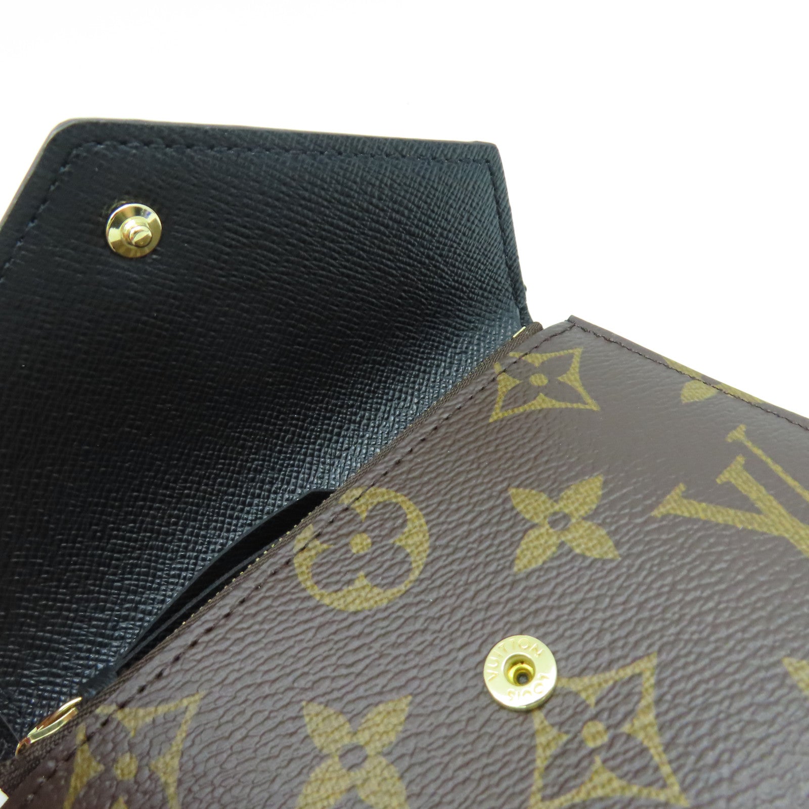 LOUIS VUITTON Monogram Reverse Victorine Mini Wallet 金扣短錢包啡色