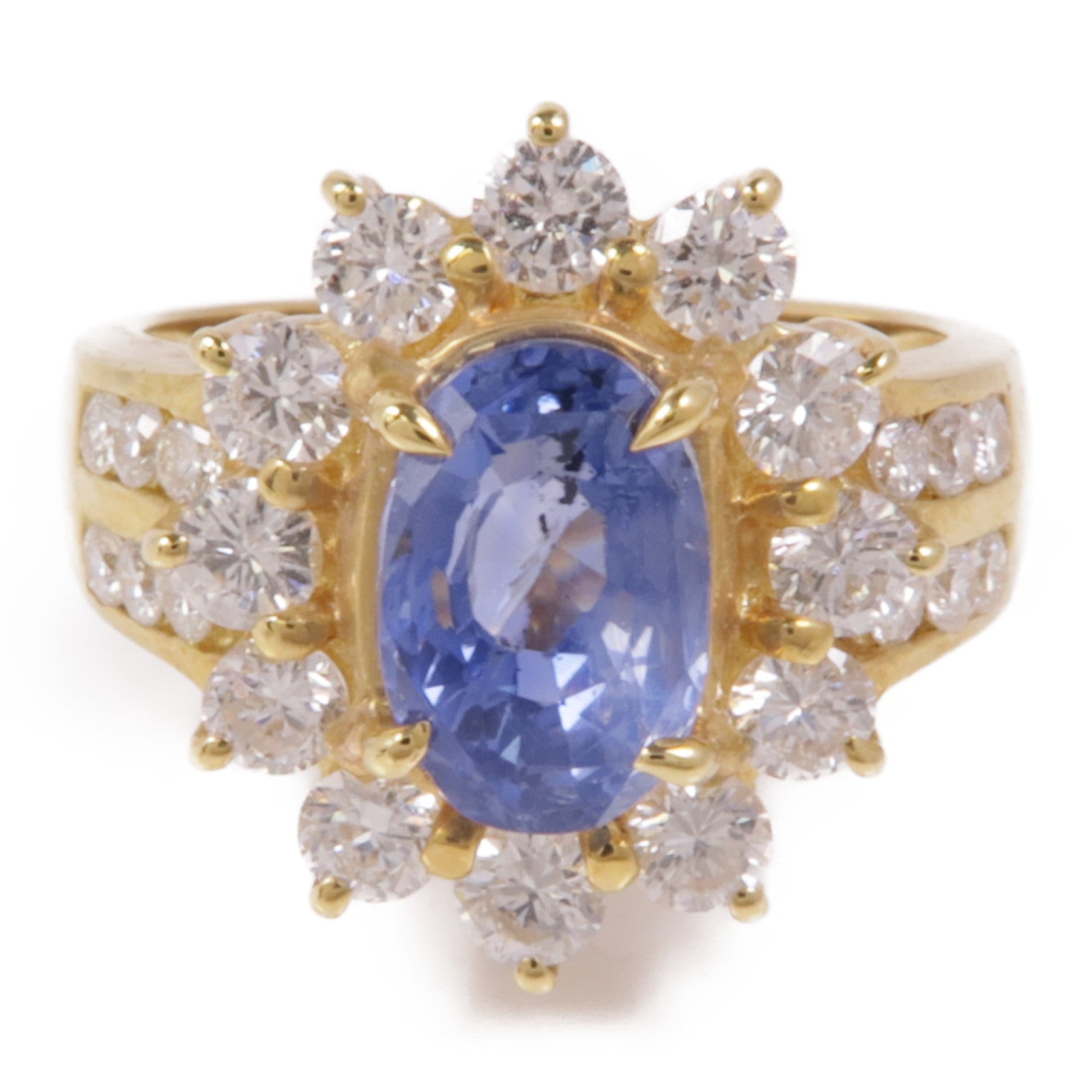 JEWELRY 【激減優惠】18K黃金Sapphire/Diamond Ring藍寶石/鑽石戒指US#5.5