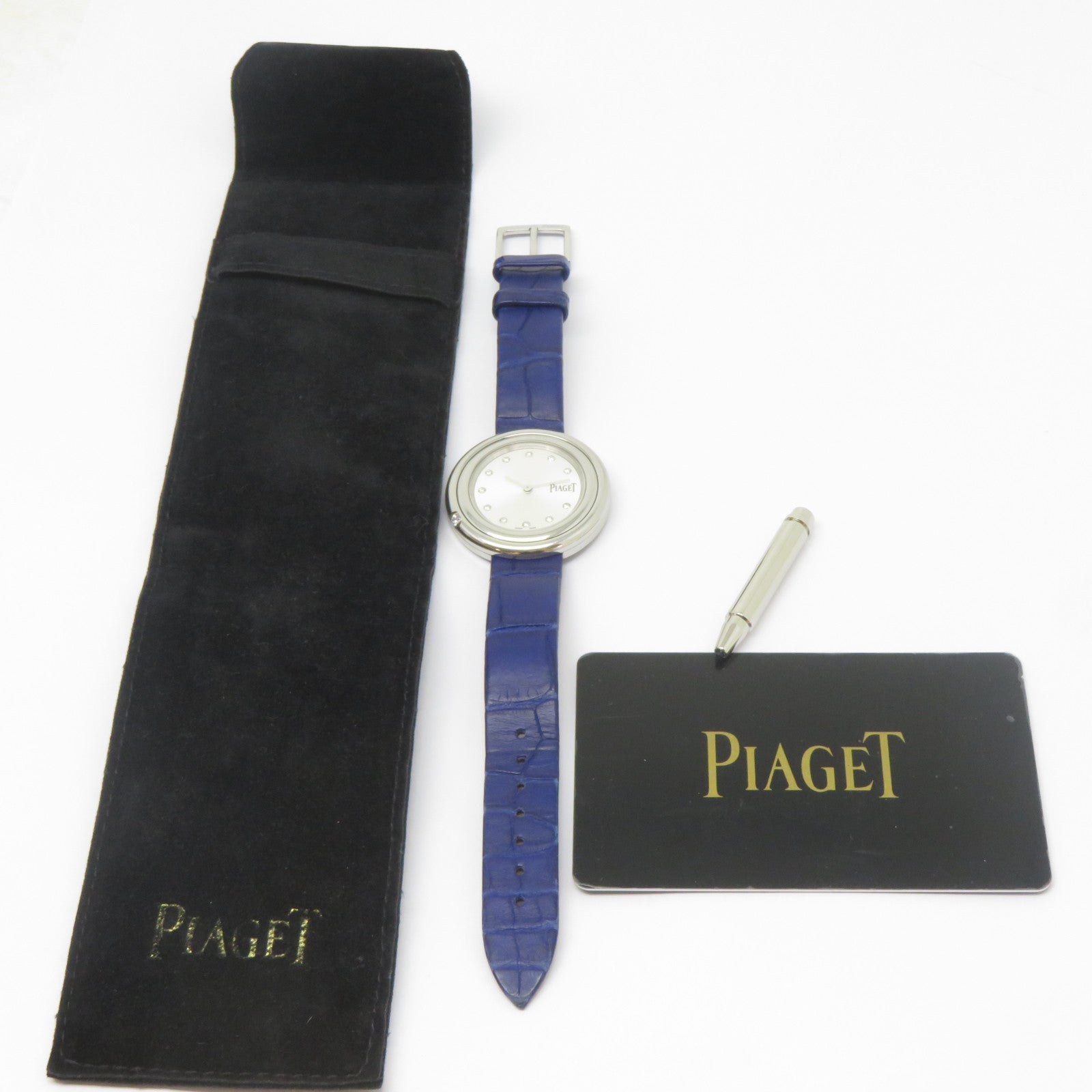 PIAGET Possession Watch不鏽鋼/鱷魚皮革帶手錶石英機芯銀色