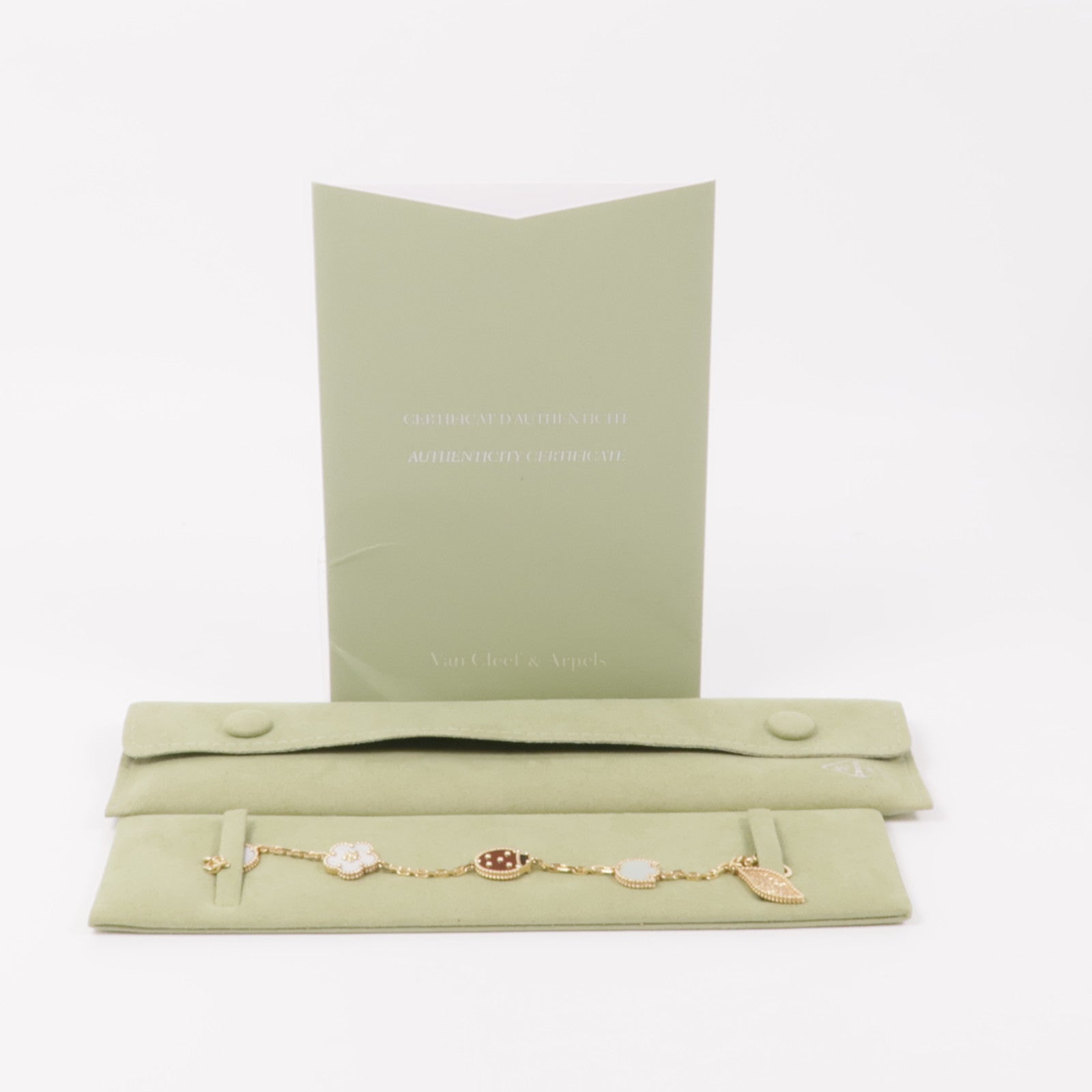 Van Cleef & Arpels 18K玫瑰金Lucky Spring Bracelet紅玉髓/珍珠母手鏈