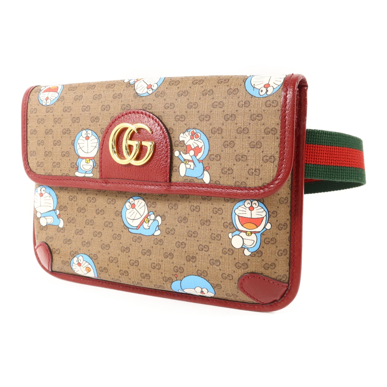 GUCCI 塗層帆布Doraemon X Gucci金扣腰包