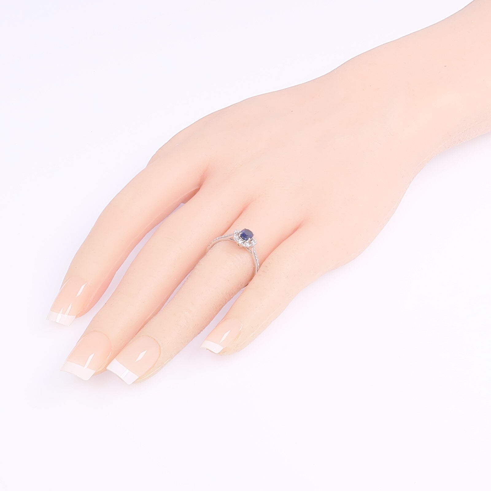 JEWELRY 18K白金Sapphire Diamond Ring藍寶石/鑽石戒指US#6.75
