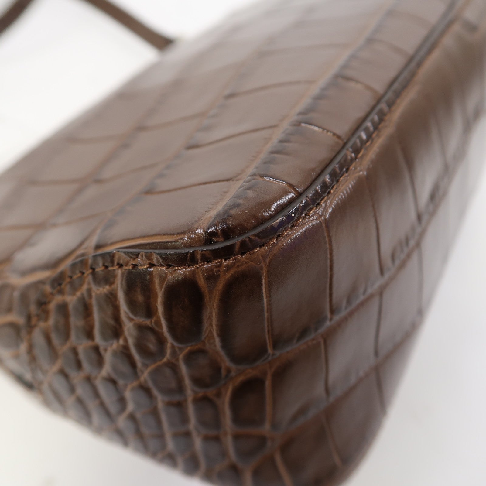 Longchamp 牛皮皮革Shoulder Bag銀扣肩背袋啡色
