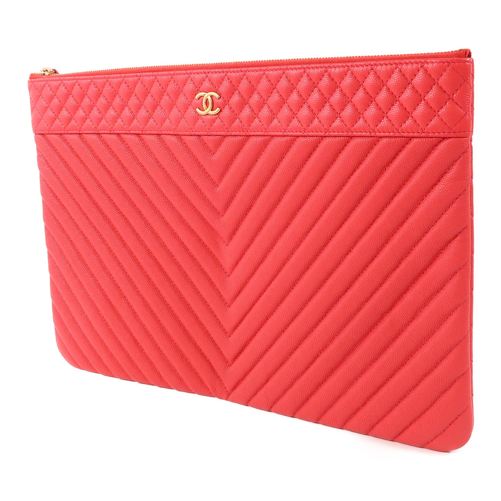 CHANEL 牛皮皮革Clutch Bag金扣手拿包