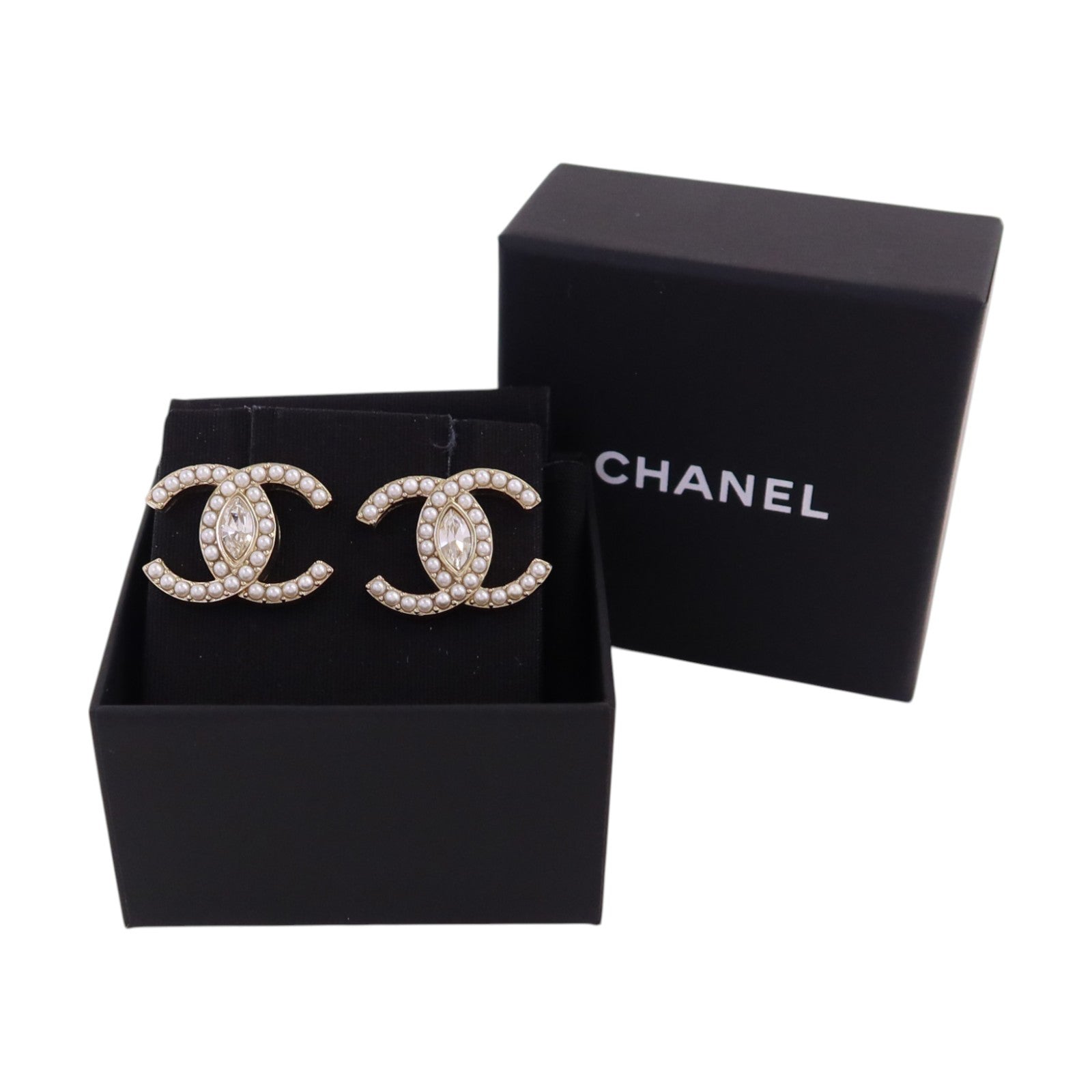 CHANEL 金屬/水鑽/仿珍珠CC Earrings金扣耳環