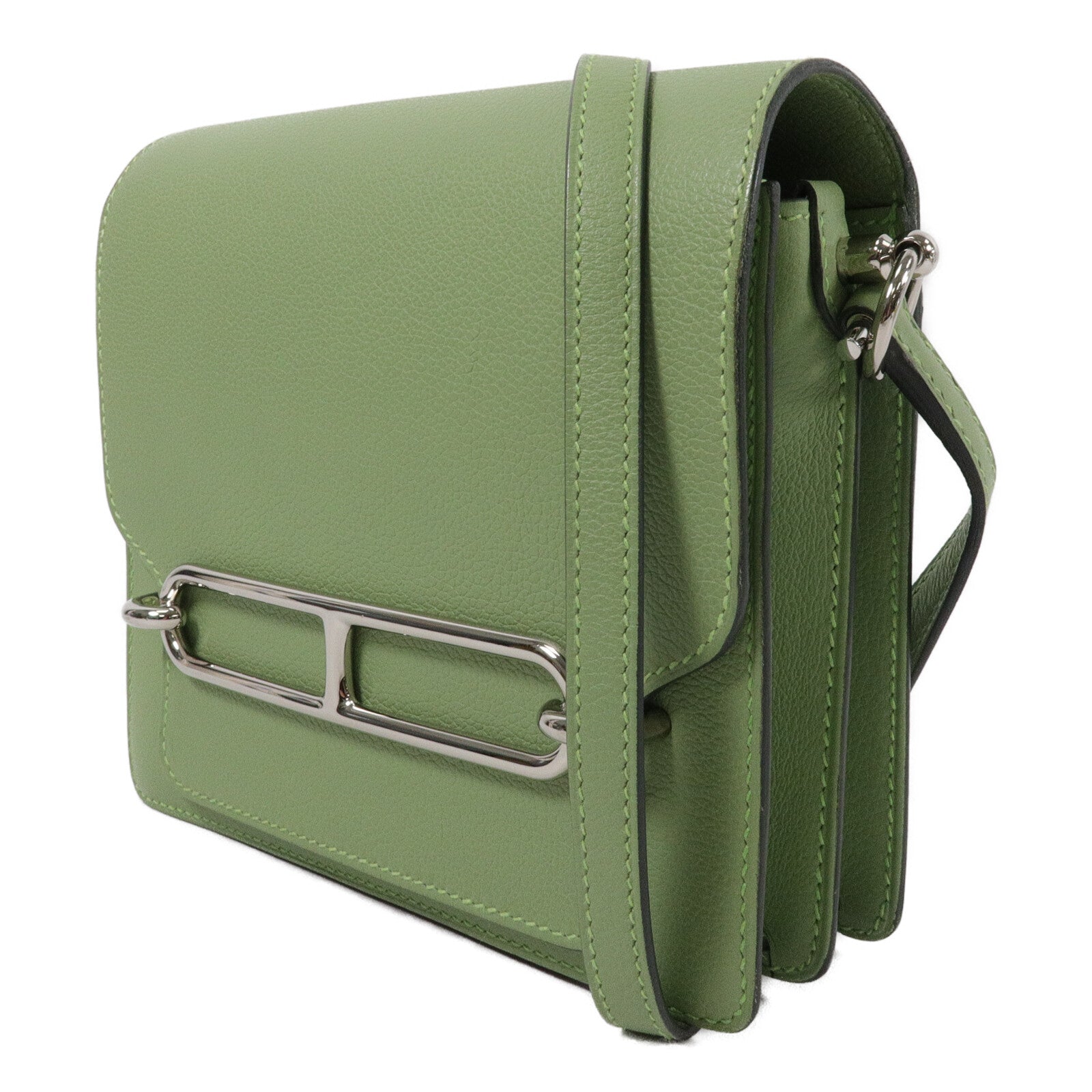 HERMES Evercolor皮革Mini Roulis肩背袋Vert Criguet
