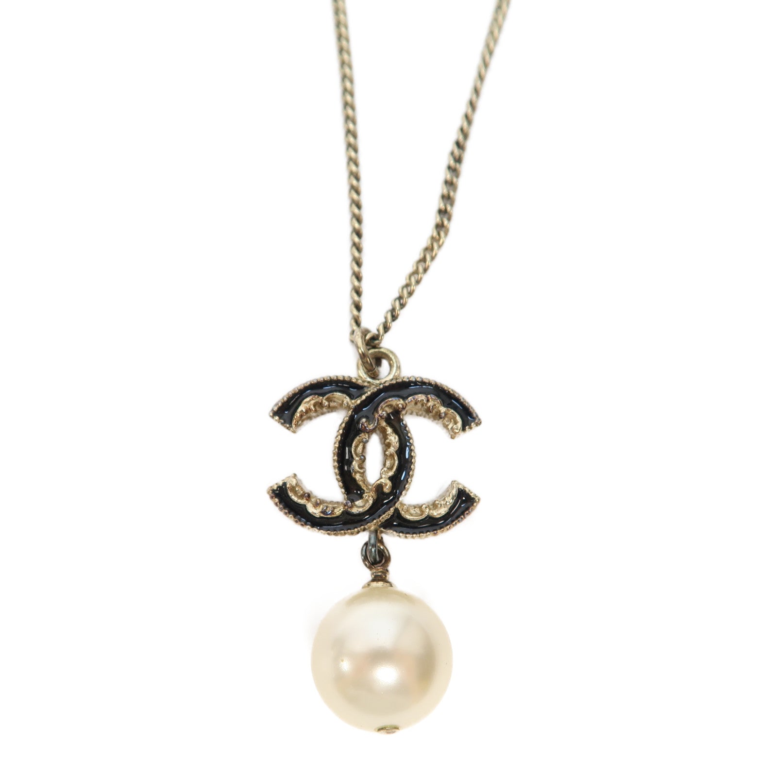 CHANEL 金屬Necklace項鍊黑色/白色