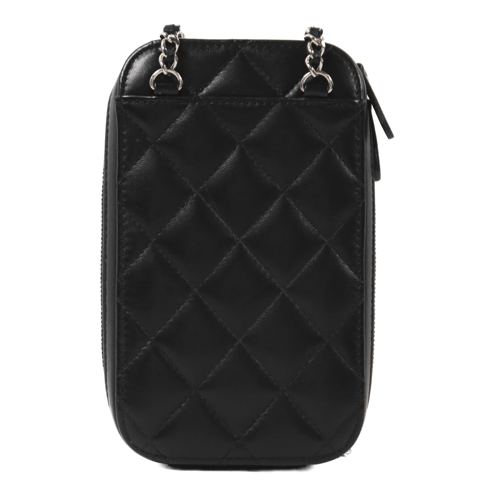 CHANEL 【激減優惠】牛皮皮革Phone Bag銀扣鏈帶肩背袋