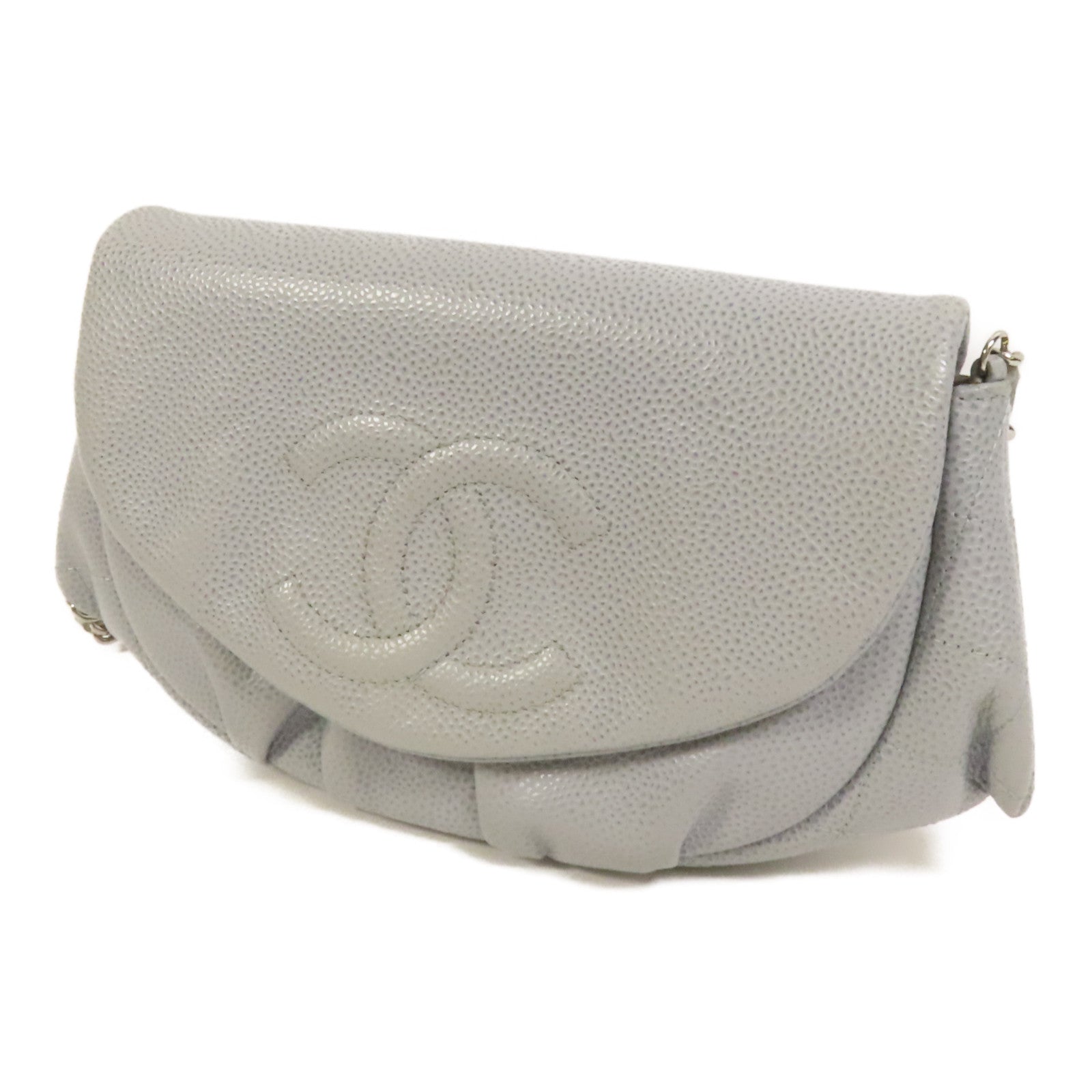 CHANEL 牛皮皮革Chain Shoulder銀扣鏈帶肩背袋