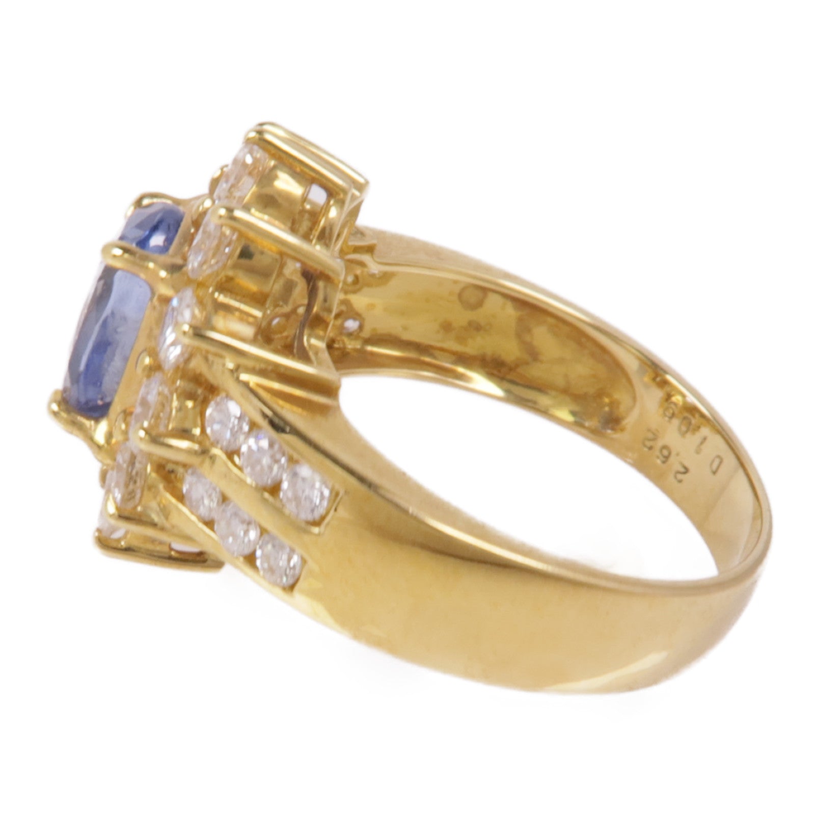 JEWELRY 【激減優惠】18K黃金Sapphire/Diamond Ring藍寶石/鑽石戒指US#5.5