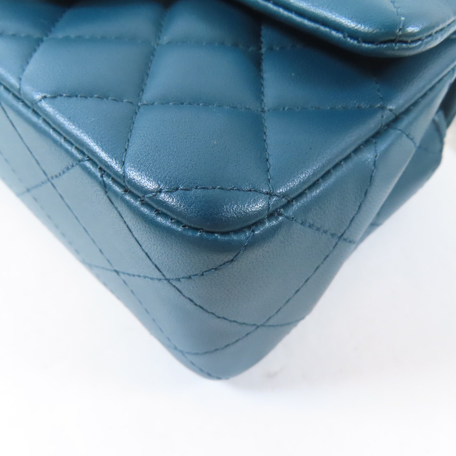 CHANEL 【激減優惠】菱格牛皮皮革Classic Mini Flap Bag銀扣鏈帶肩背袋綠色