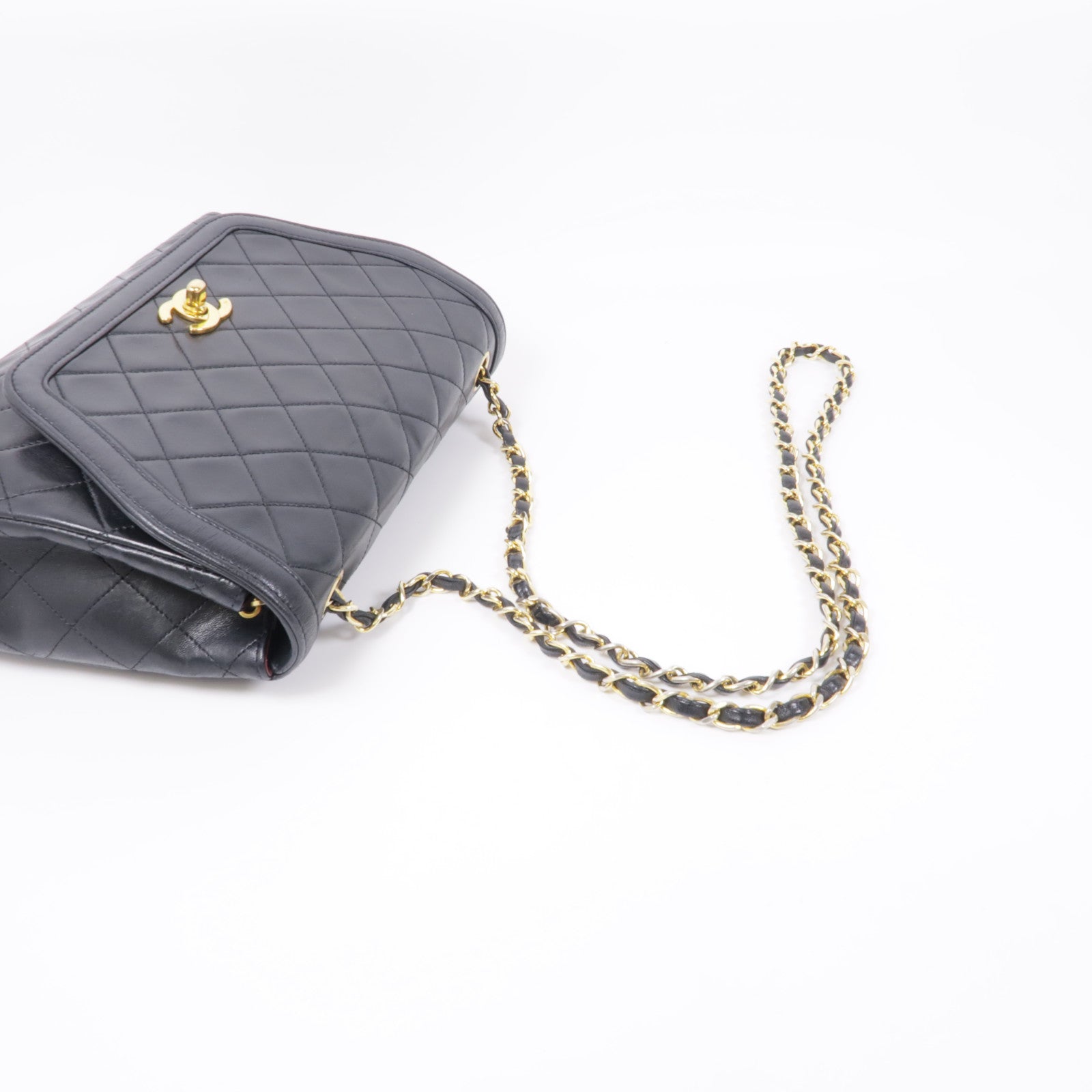 CHANEL 羊皮皮革Chain Shoulder金扣鏈帶肩背袋