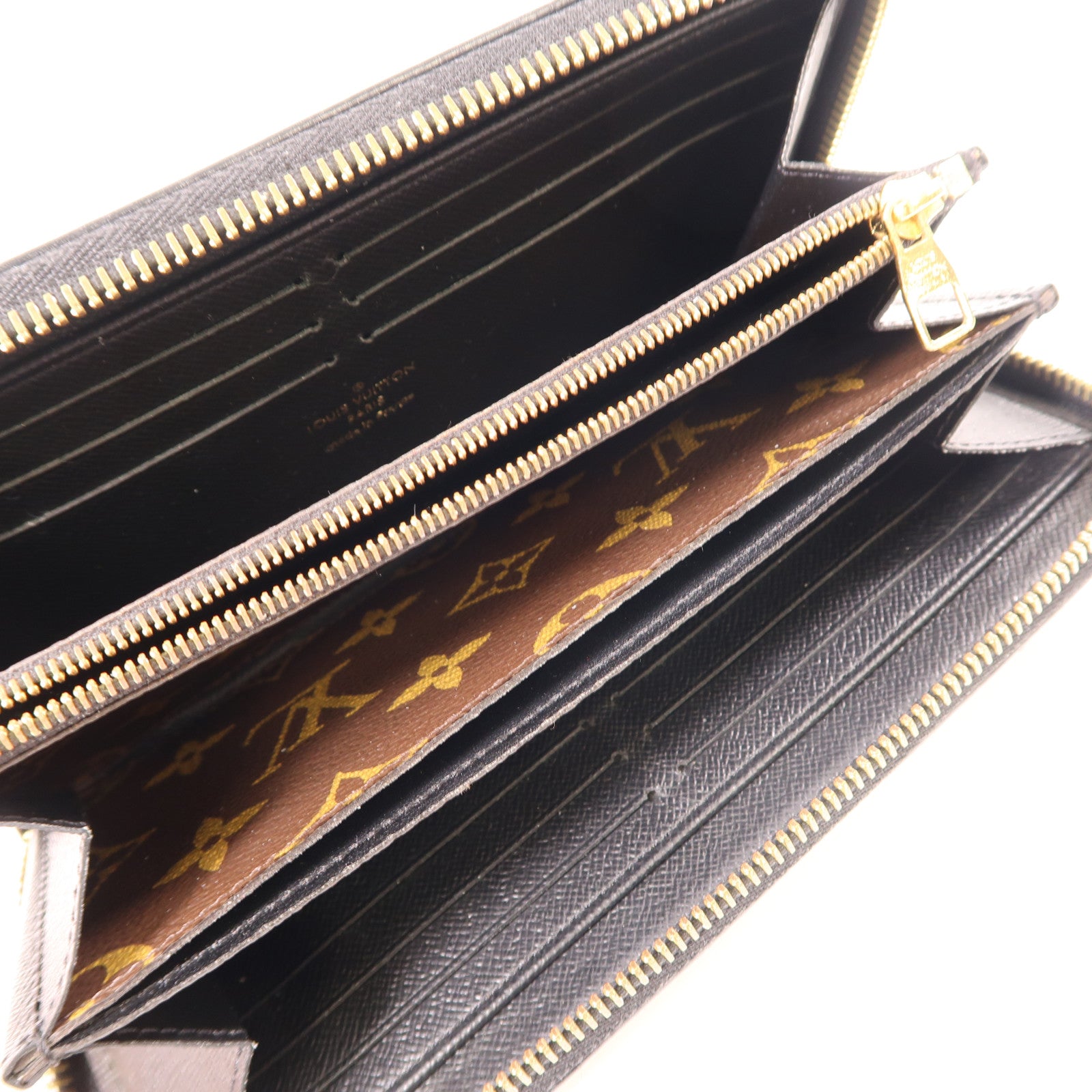 LOUIS VUITTON Monogram Zippy Wallet金扣長錢包棕色/黑色