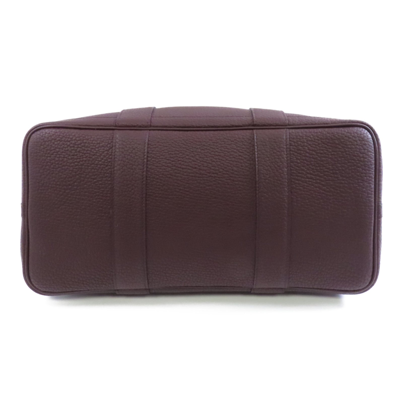 HERMES Negonda皮革GardenParty PM銀扣手挽袋Rouge Sellier/棕色