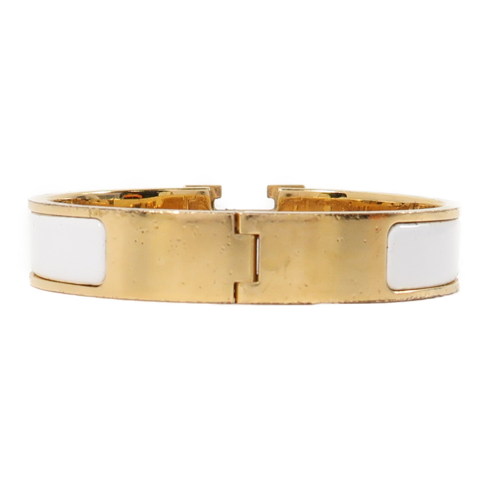 HERMES 金屬H Bangle手鐲金色/白色